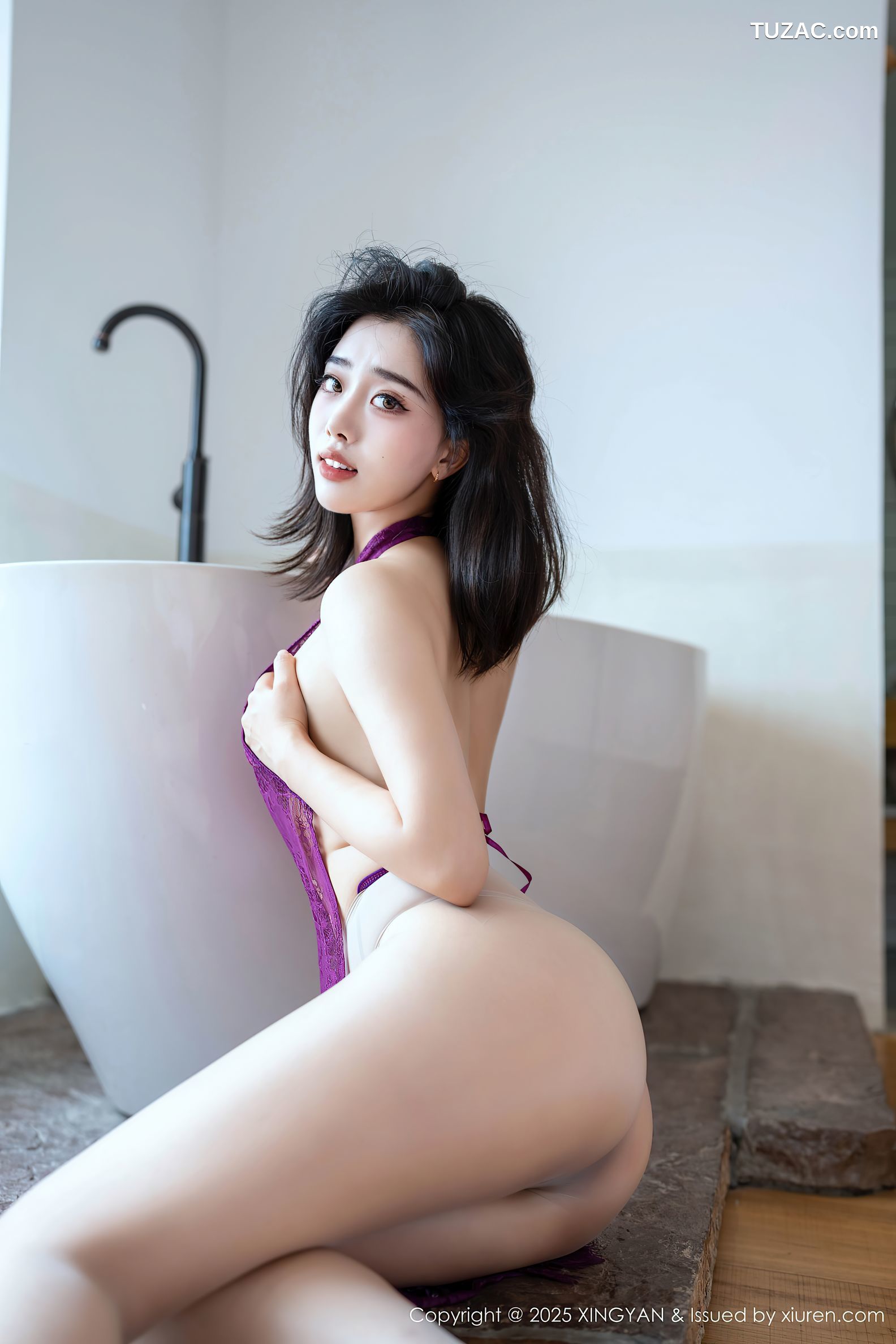 XingYan星颜社-389-阮福福-紫色蕾丝情趣内衣灰丝-2025.08.25