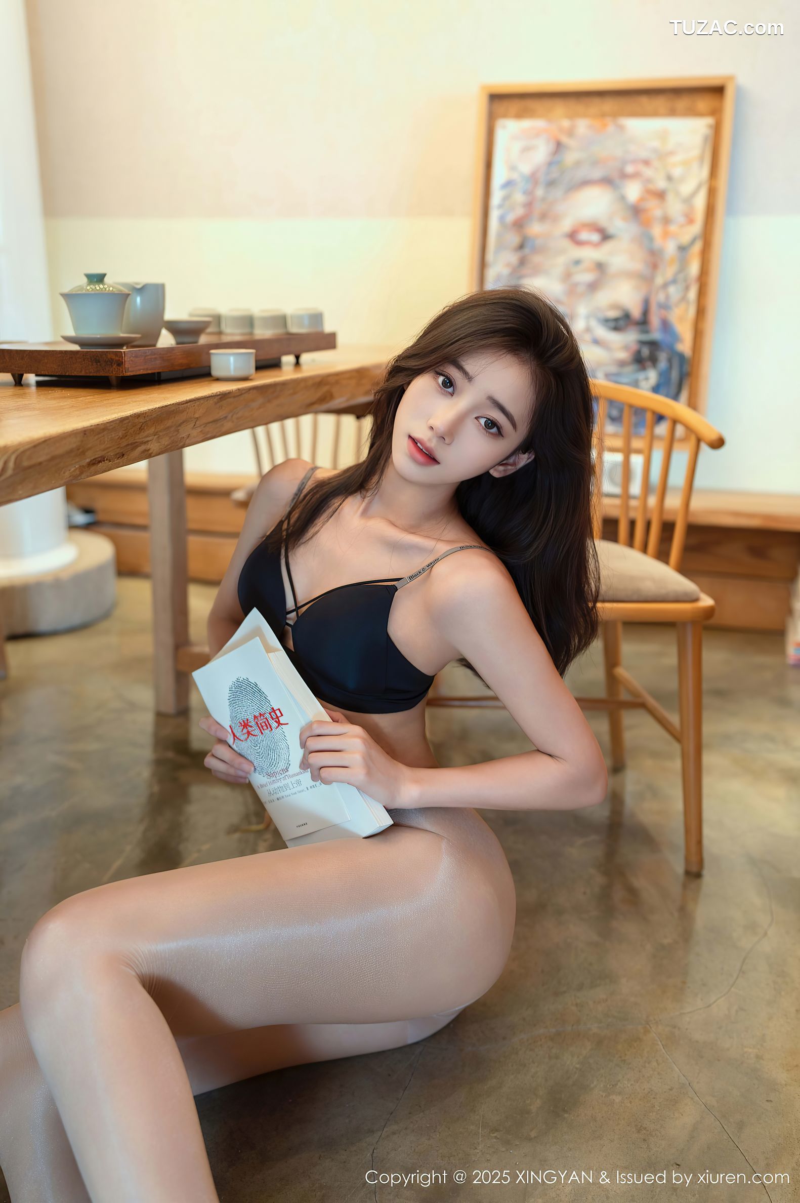 XingYan星颜社-390-时安安-深蓝色旗袍黑色内衣-2025.08.26