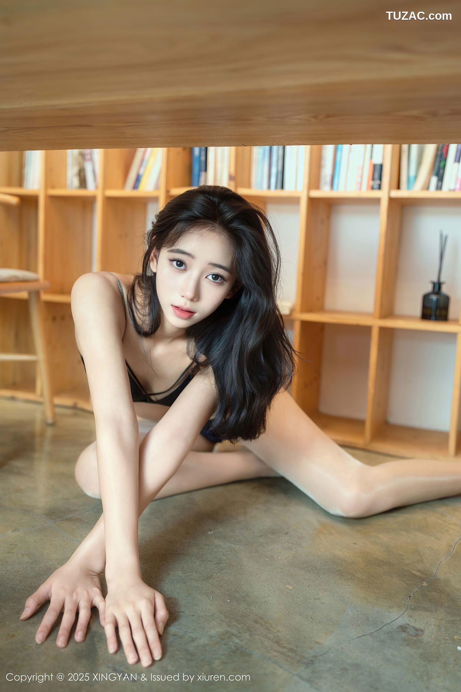 XingYan星颜社-390-时安安-深蓝色旗袍黑色内衣-2025.08.26