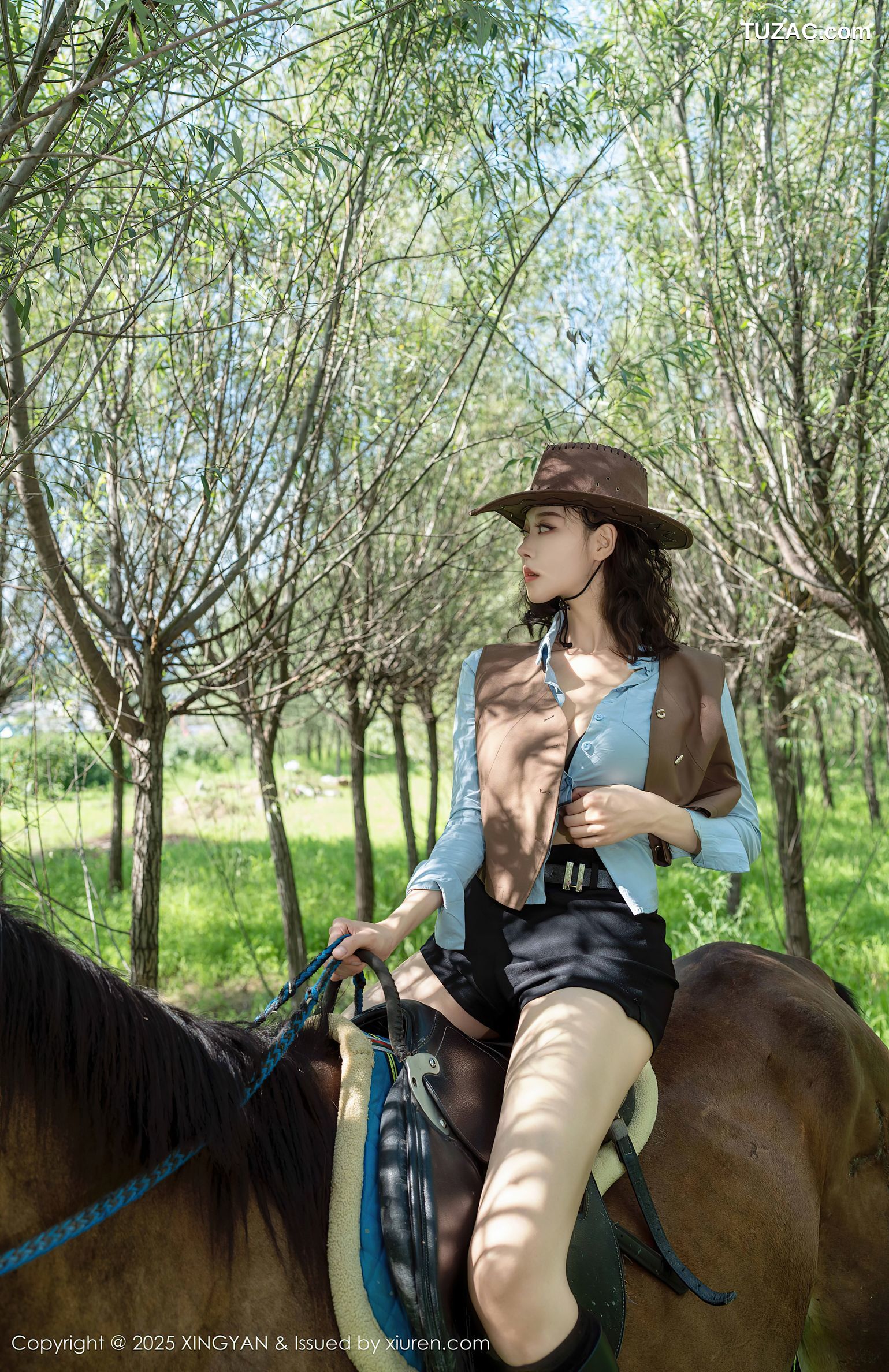 XingYan星颜社-391-清妙-牛仔女郎蓝色衬衫黑短裤黑色内衣-2025.08.27