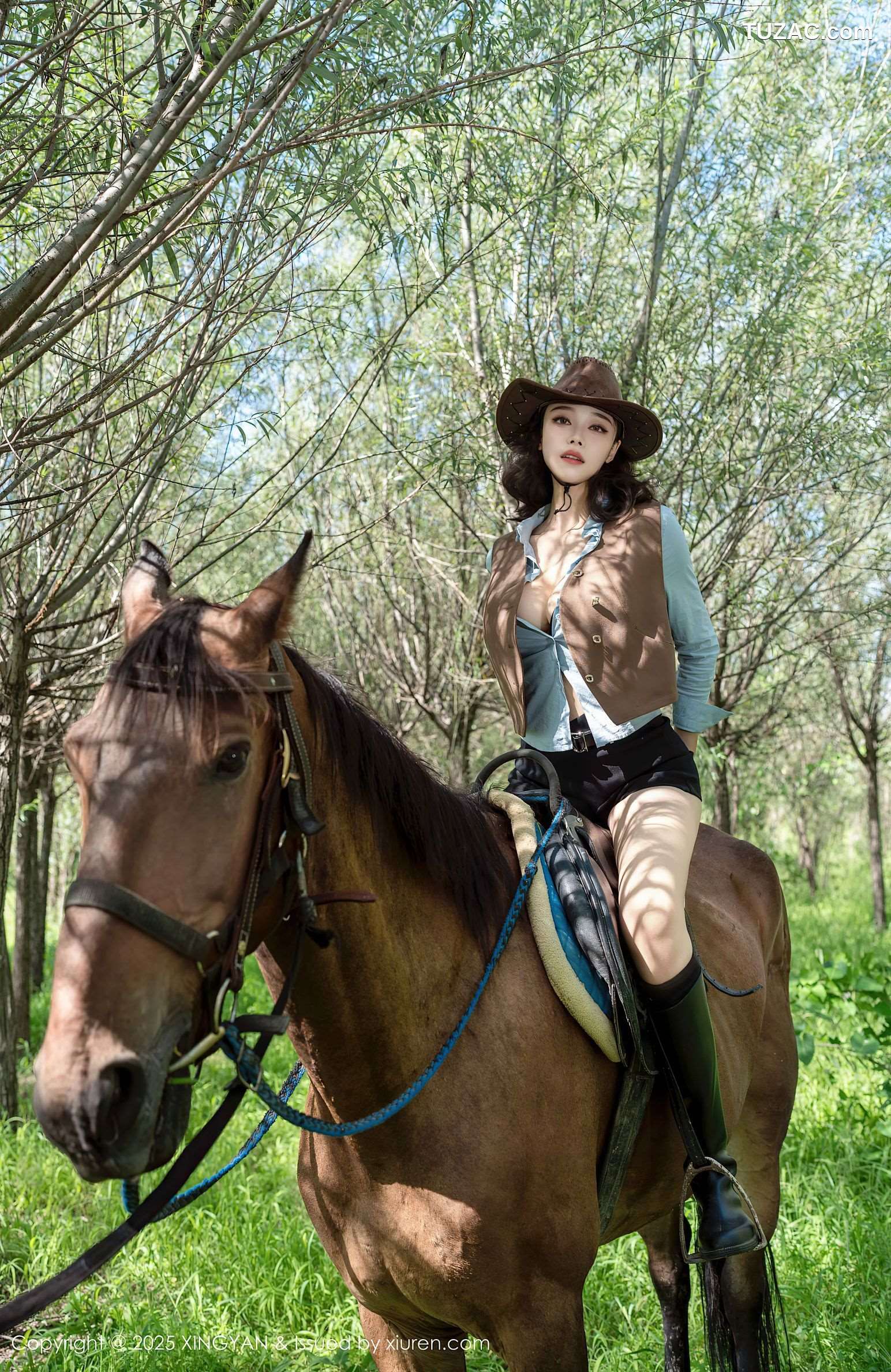 XingYan星颜社-391-清妙-牛仔女郎蓝色衬衫黑短裤黑色内衣-2025.08.27