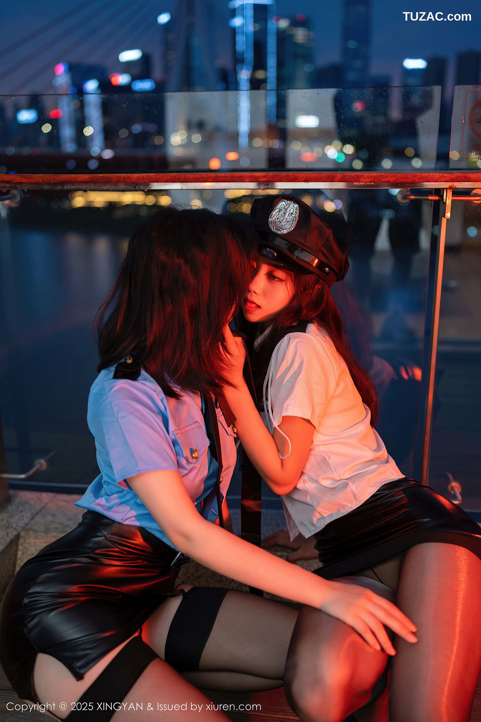 XingYan星颜社-396-时安安-模特合集-女警姐妹花衬衫皮裙黑丝-2025.09.09