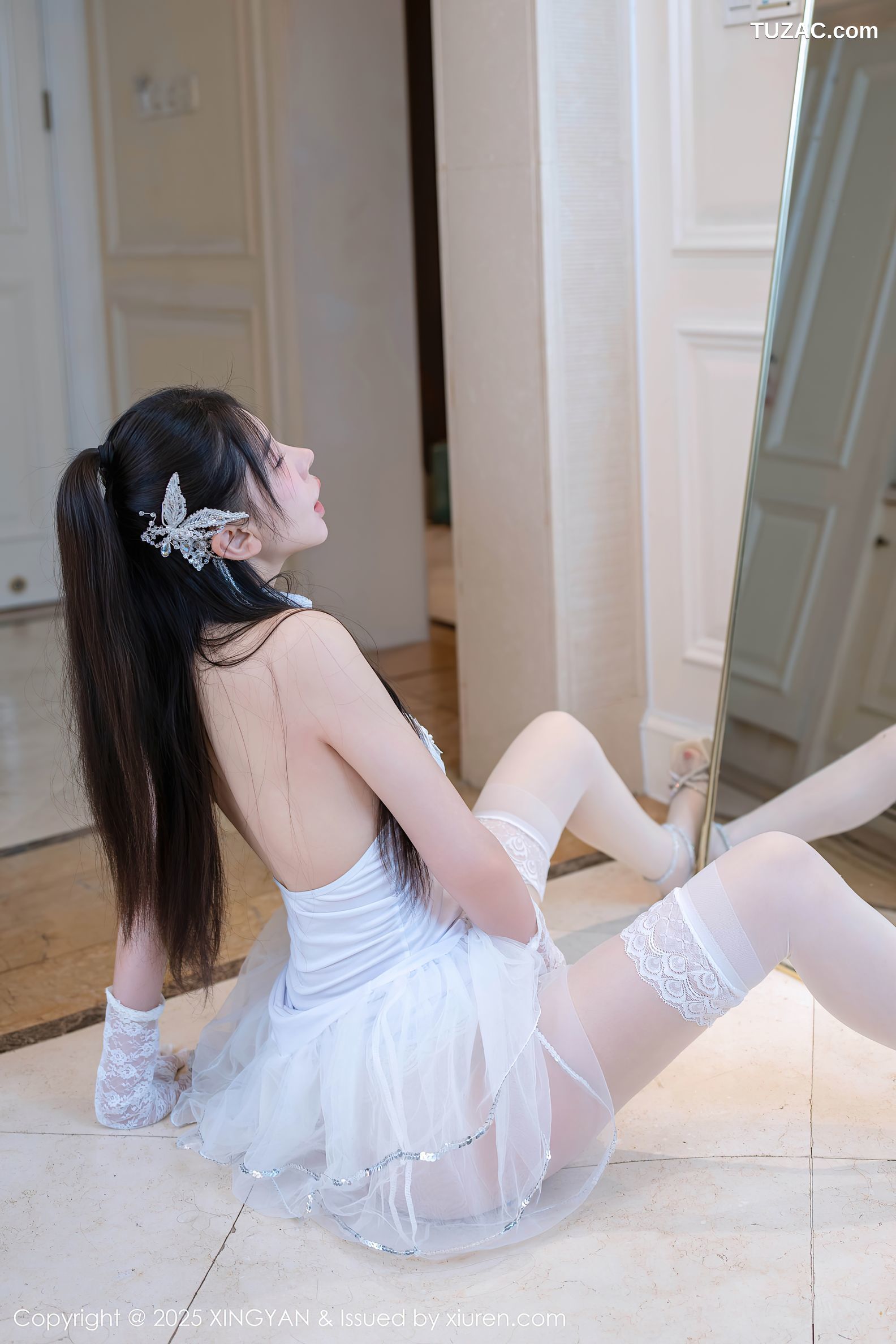 XingYan星颜社-402-李丽莎-轻透白纱蕾丝露肩长裙-2025.09.19