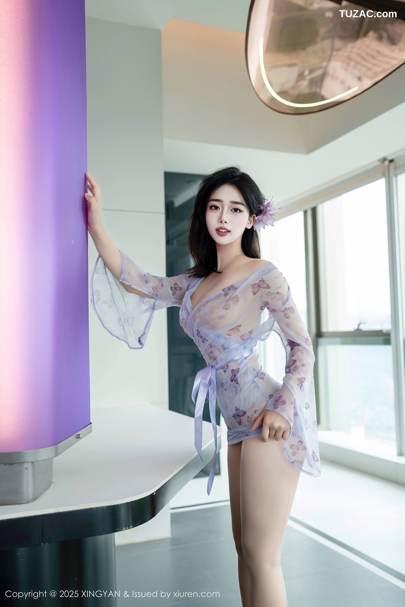 XingYan星颜社-409-阮福福-轻透蓝纱情趣衫灰丝-2025.10.10