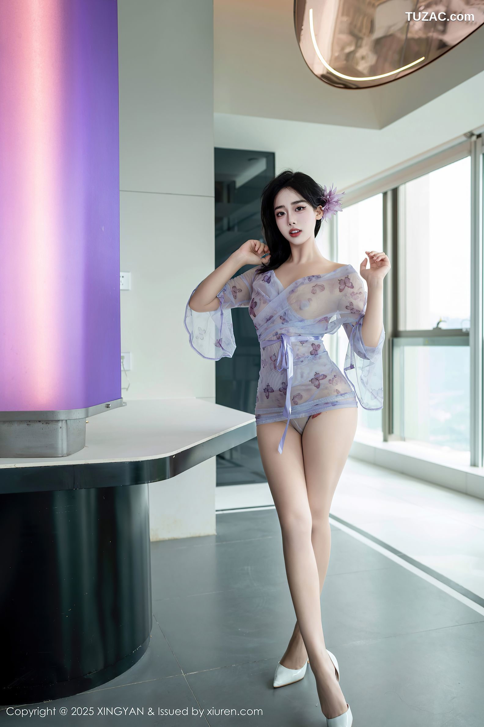 XingYan星颜社-409-阮福福-轻透蓝纱情趣衫灰丝-2025.10.10