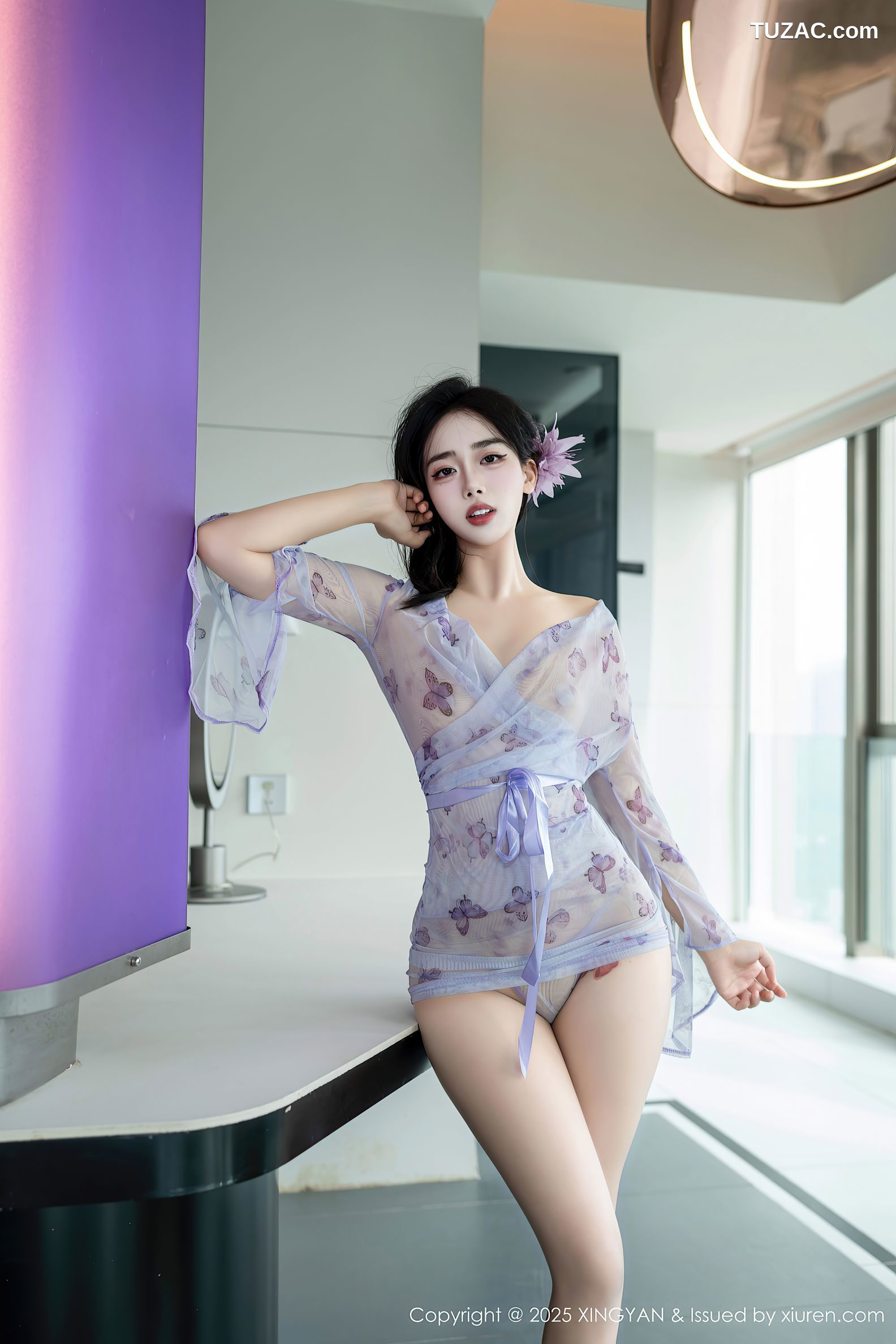 XingYan星颜社-409-阮福福-轻透蓝纱情趣衫灰丝-2025.10.10