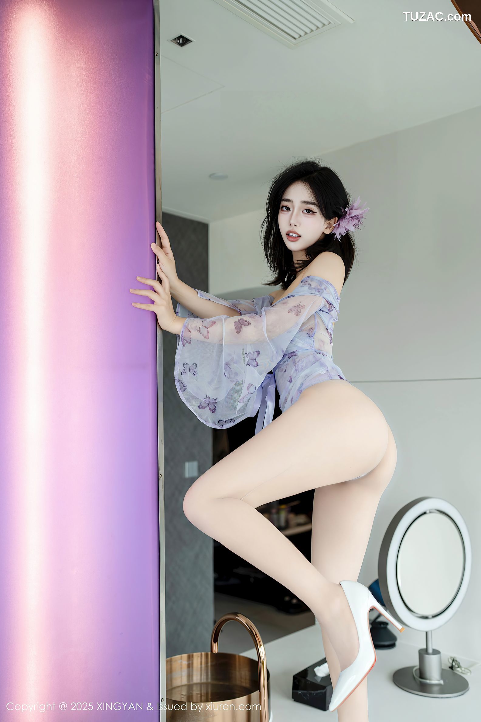 XingYan星颜社-409-阮福福-轻透蓝纱情趣衫灰丝-2025.10.10