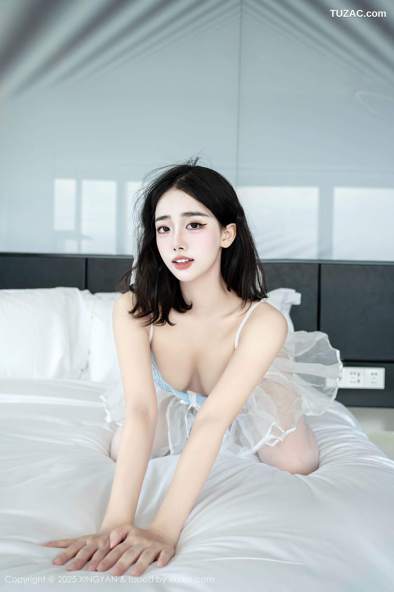 XingYan星颜社-410-阮福福-吊带白纱短裙白丝吊带袜-2025.10.14