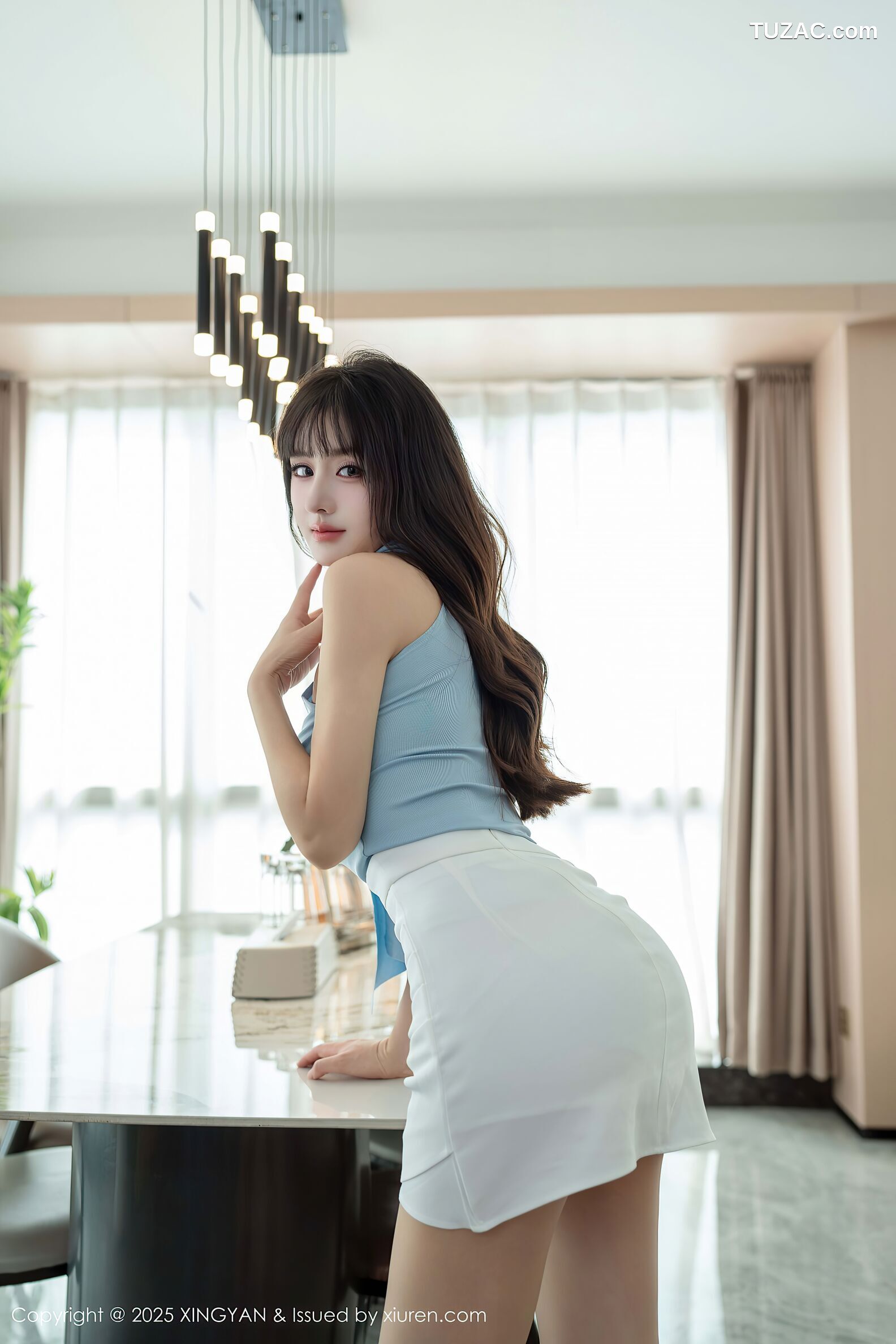 XingYan星颜社-418-沈南汐RuRu-淡蓝T白色包臀裙肉丝-2025.10.29