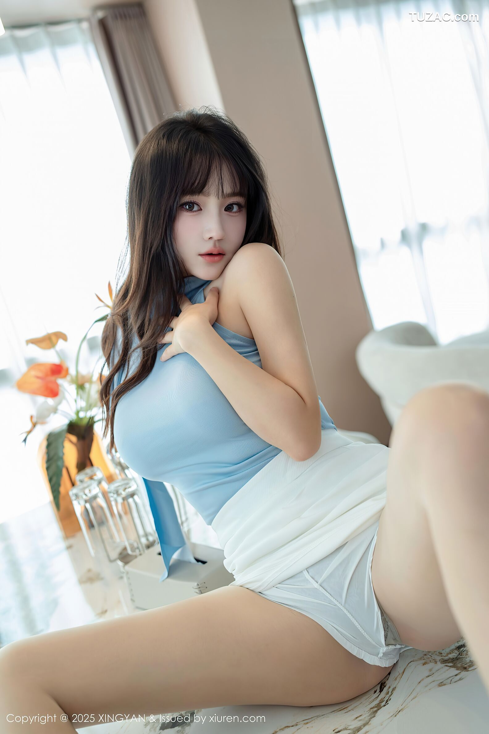 XingYan星颜社-418-沈南汐RuRu-淡蓝T白色包臀裙肉丝-2025.10.29