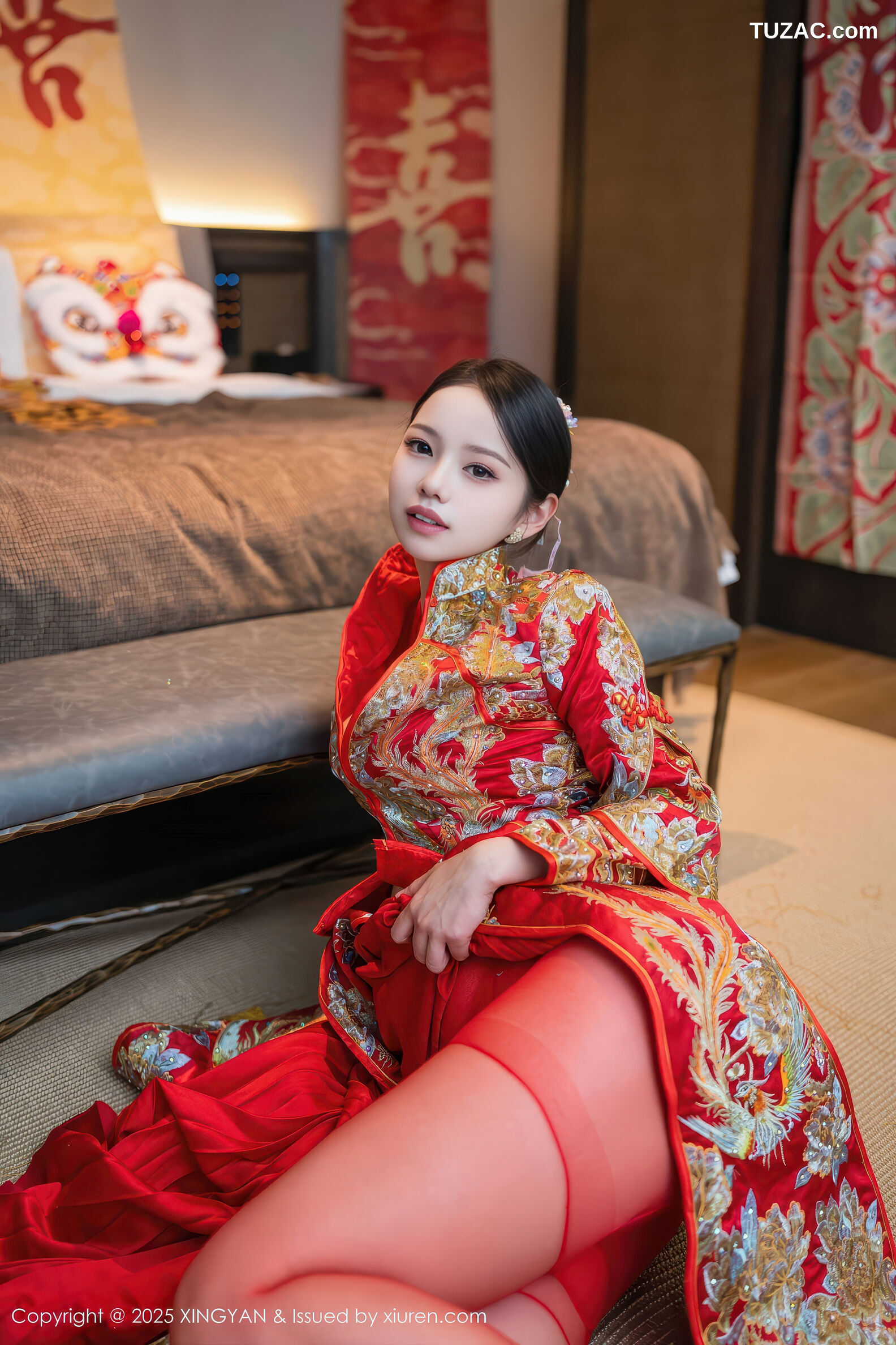 XingYan星颜社-438-大美妞儿-红色新娘装红色内衣爆乳红色丝袜-2025.12.03
