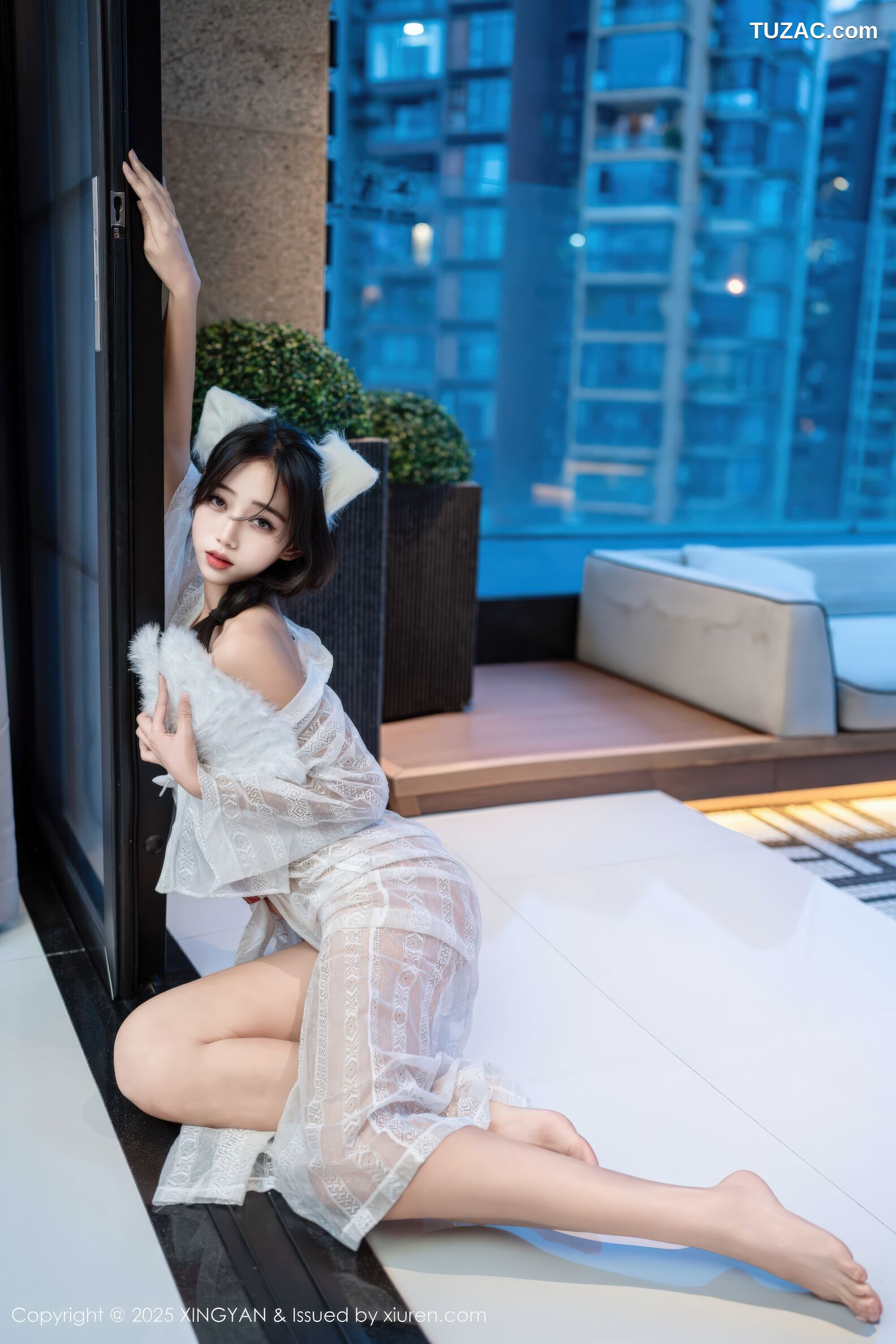XingYan星颜社-442-时安安-透视蕾丝白裙-2025.12.10