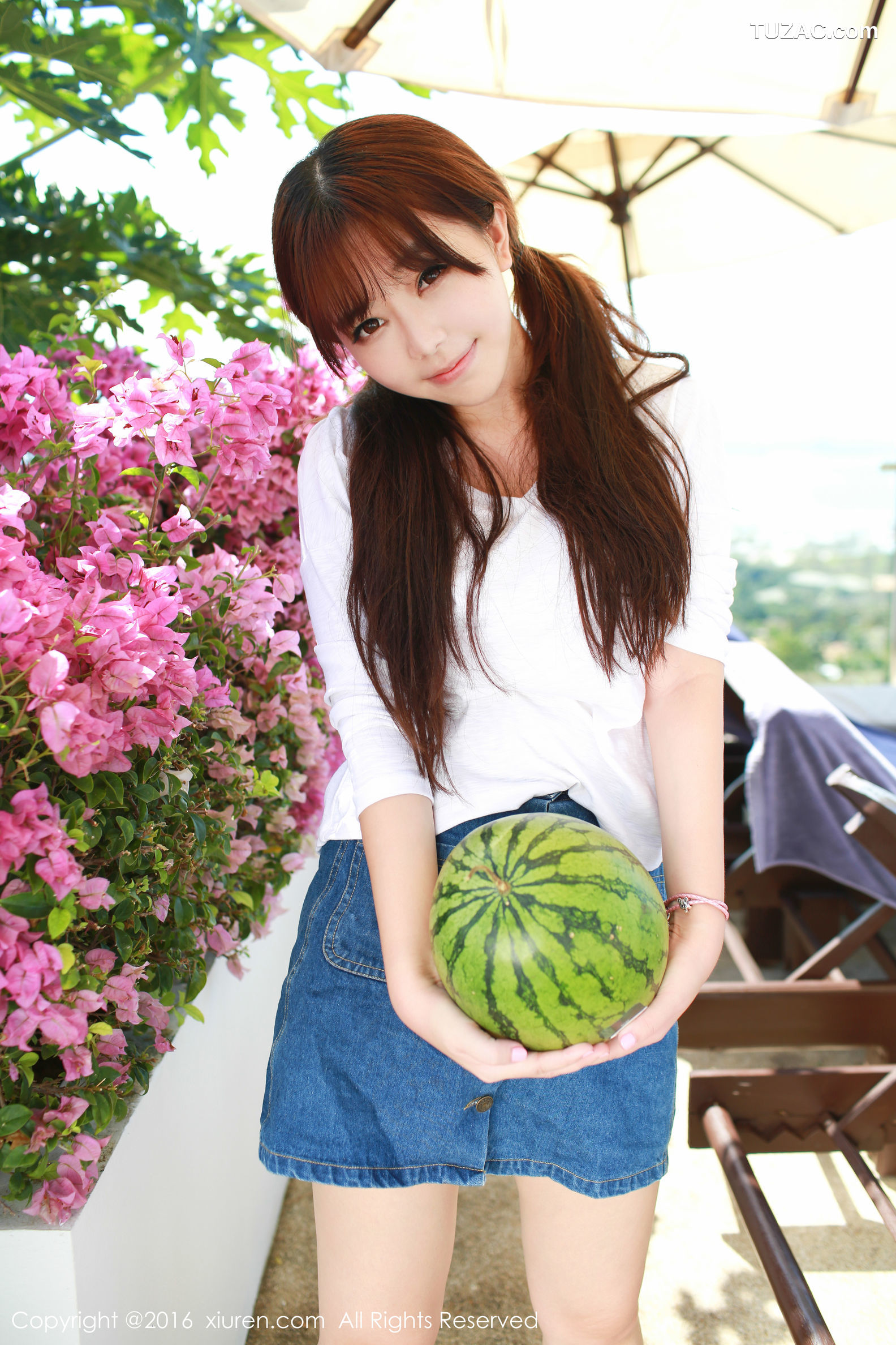 XiuRen秀人网-490-刘飞儿-《西瓜-牛仔超短裙-针织内衣》-2016.02.29