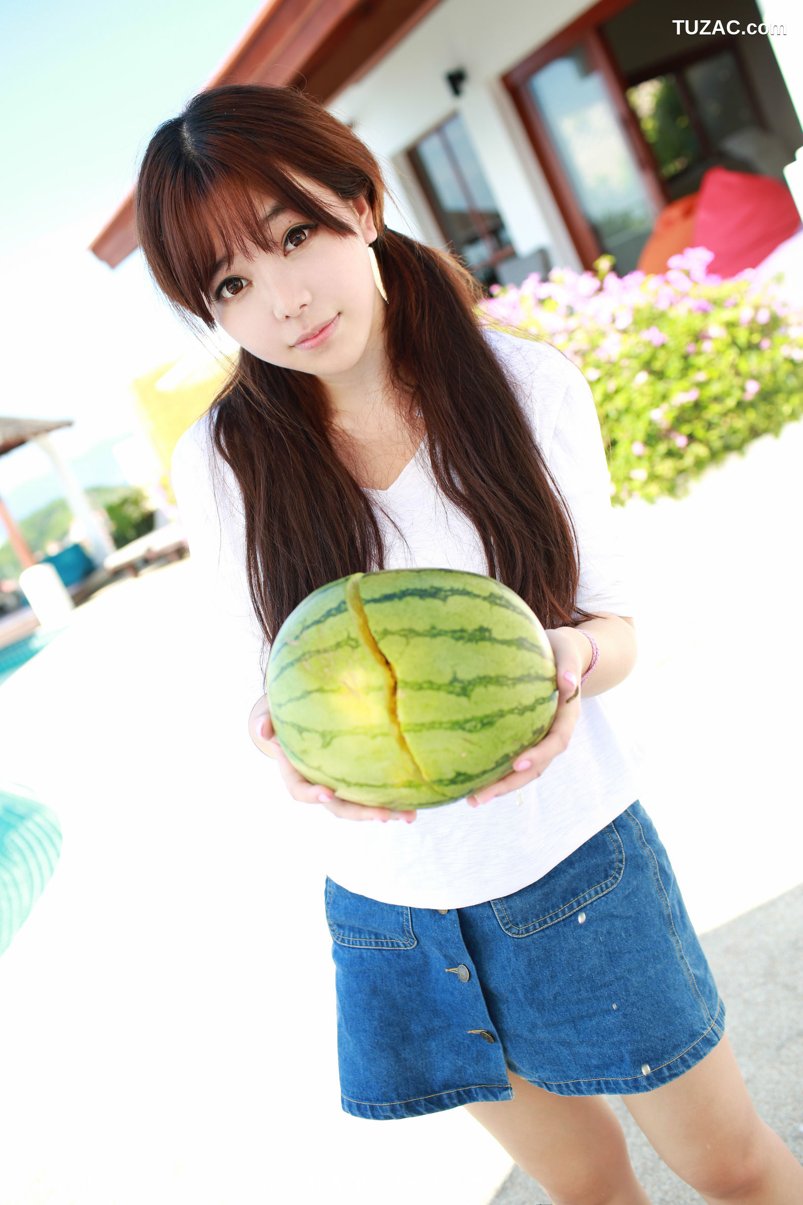 XiuRen秀人网-490-刘飞儿-《西瓜-牛仔超短裙-针织内衣》-2016.02.29