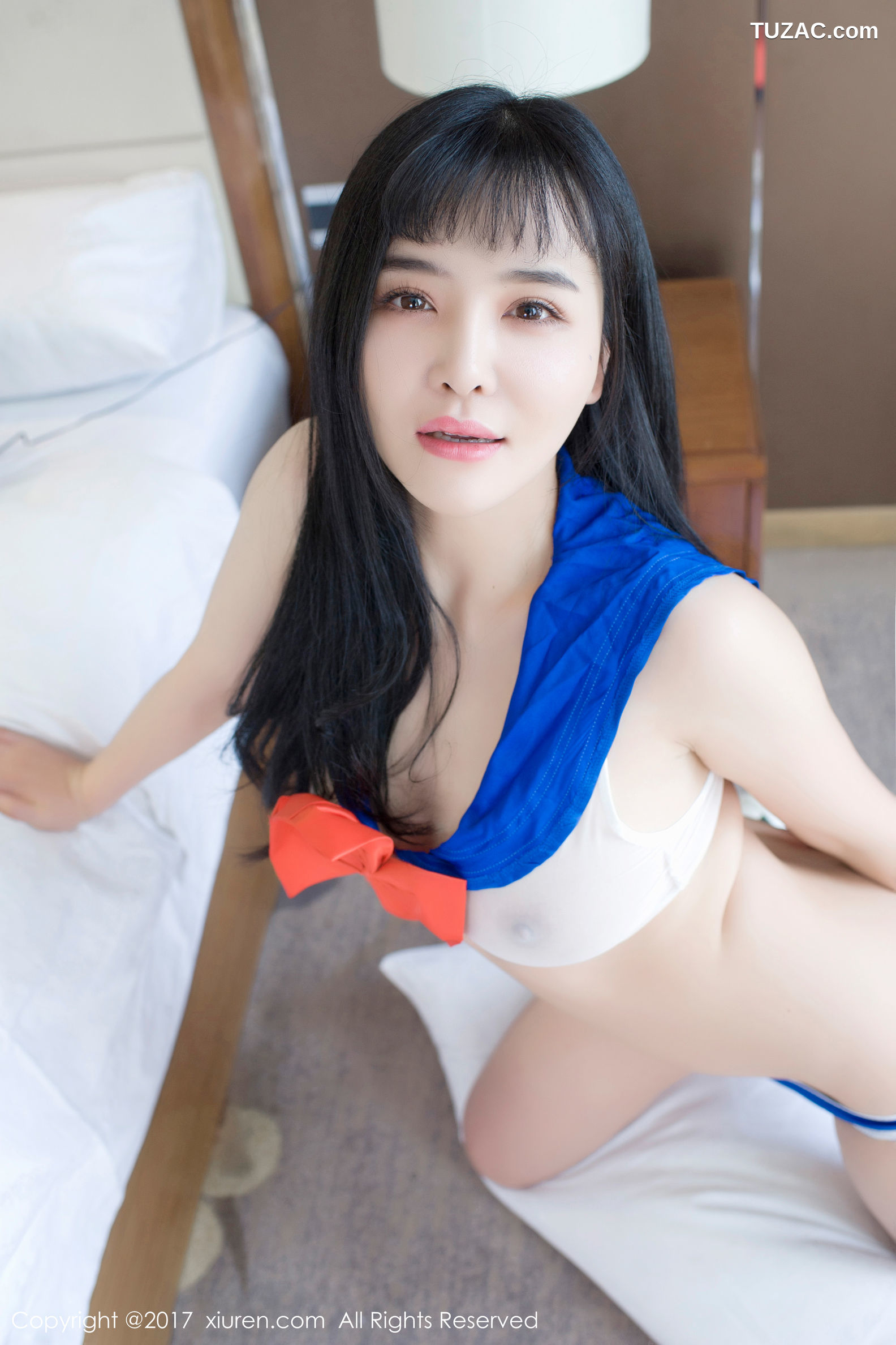 XiuRen秀人网-734-刘钰儿-《蕾丝性感开胸比基尼-日系半透制服》-2017.04.06
