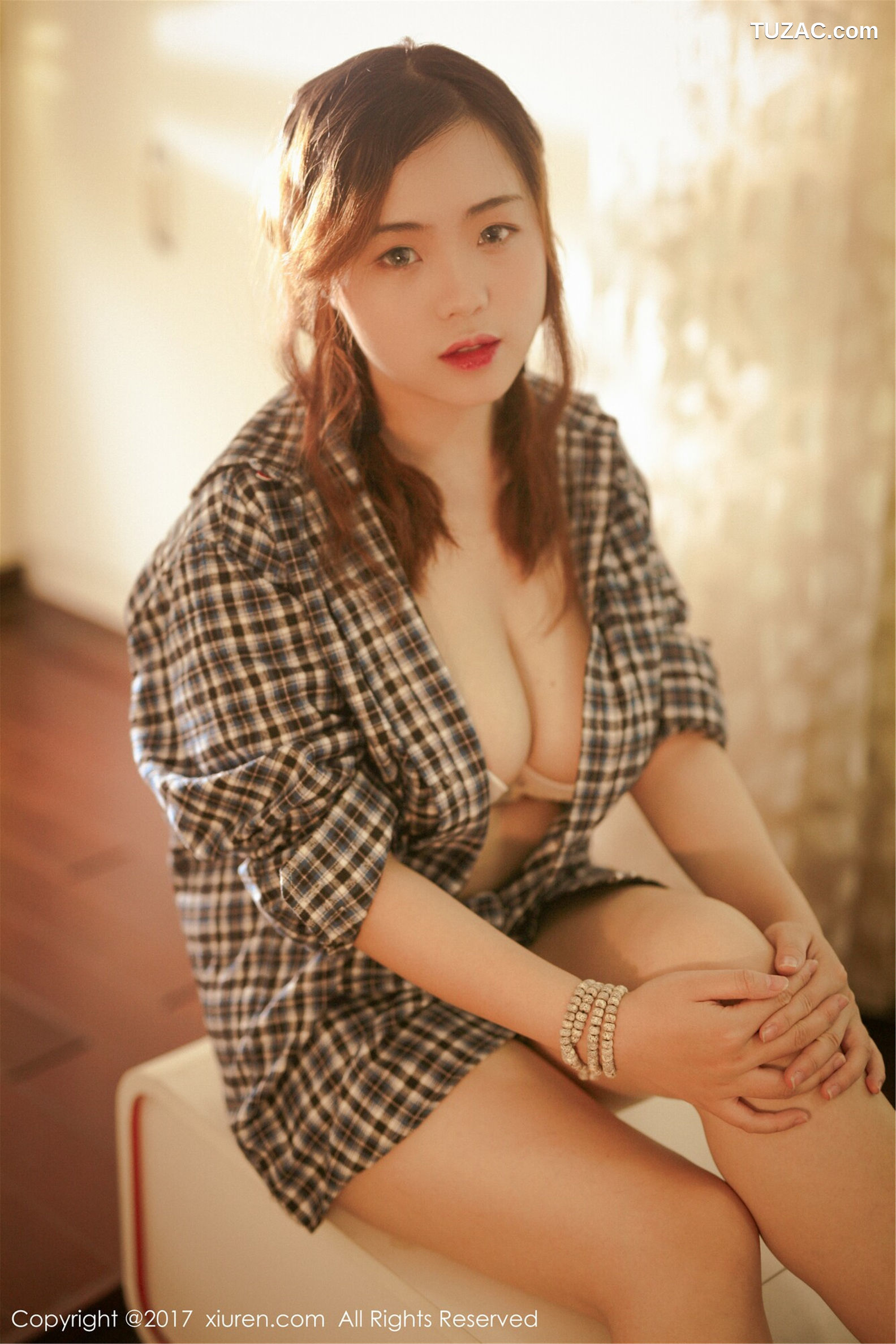 XiuRen秀人网-754-米爱Demon-《格子衬衫-半透内衣系列》-2017.05.15