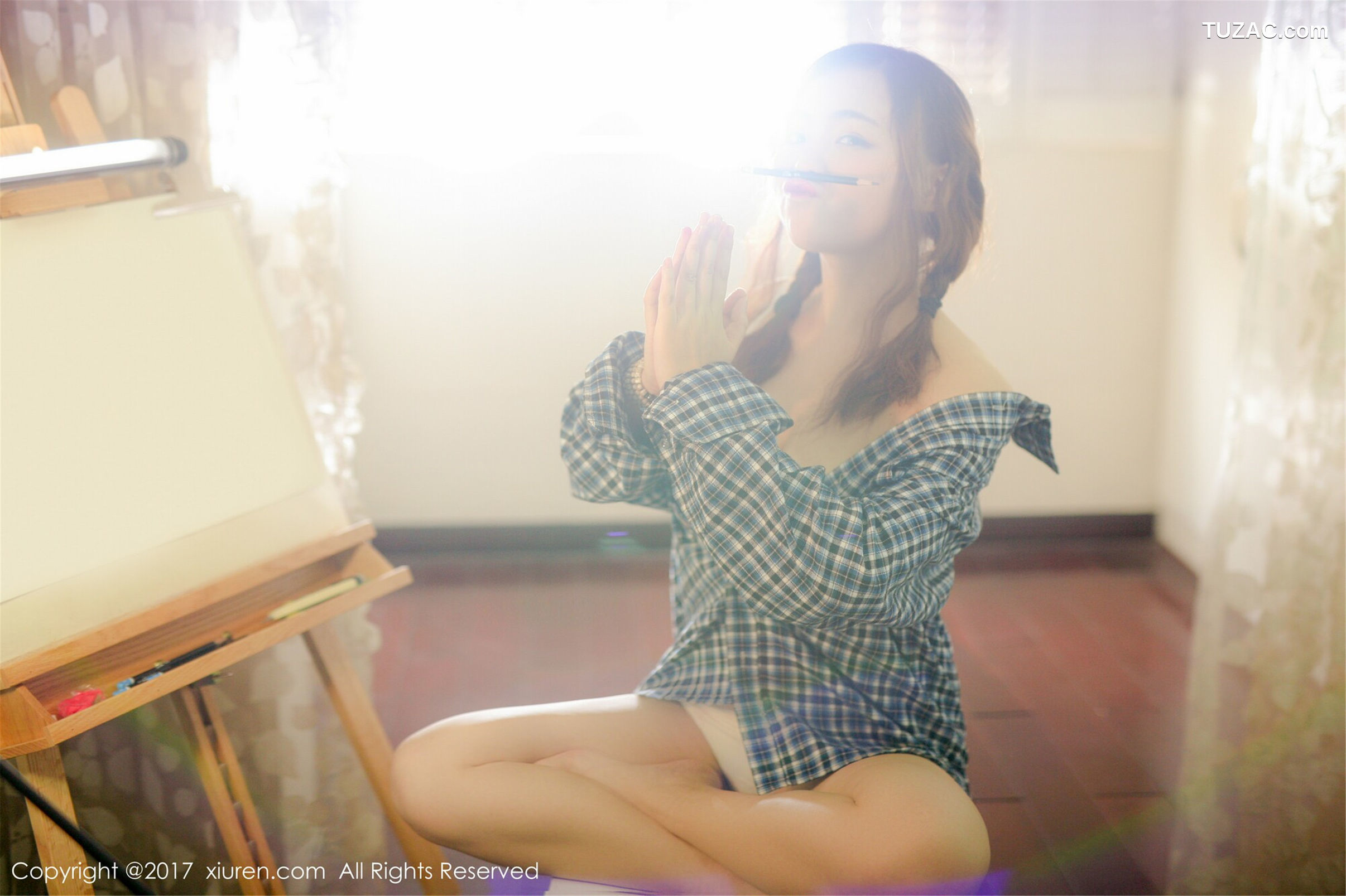 XiuRen秀人网-754-米爱Demon-《格子衬衫-半透内衣系列》-2017.05.15