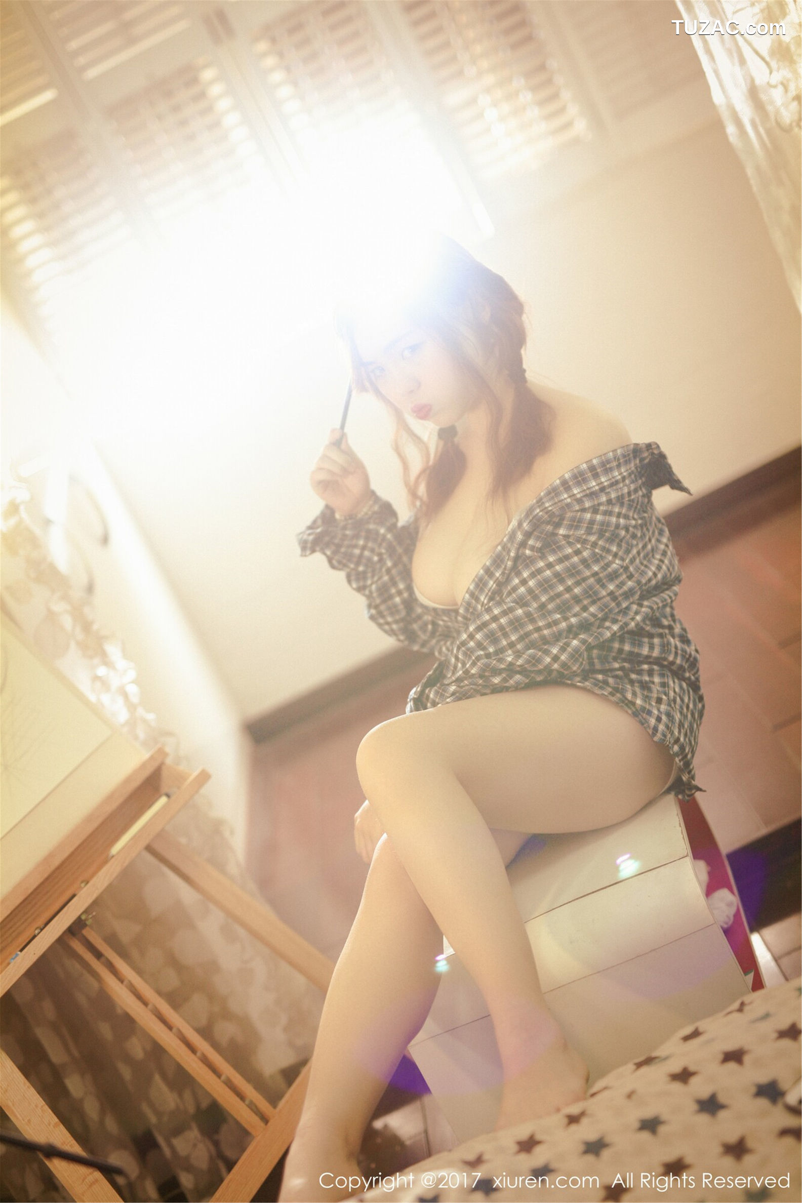 XiuRen秀人网-754-米爱Demon-《格子衬衫-半透内衣系列》-2017.05.15