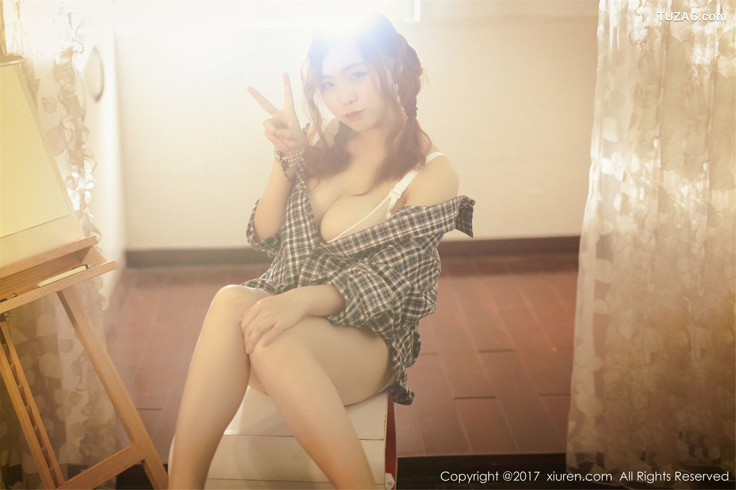 XiuRen秀人网-754-米爱Demon-《格子衬衫-半透内衣系列》-2017.05.15