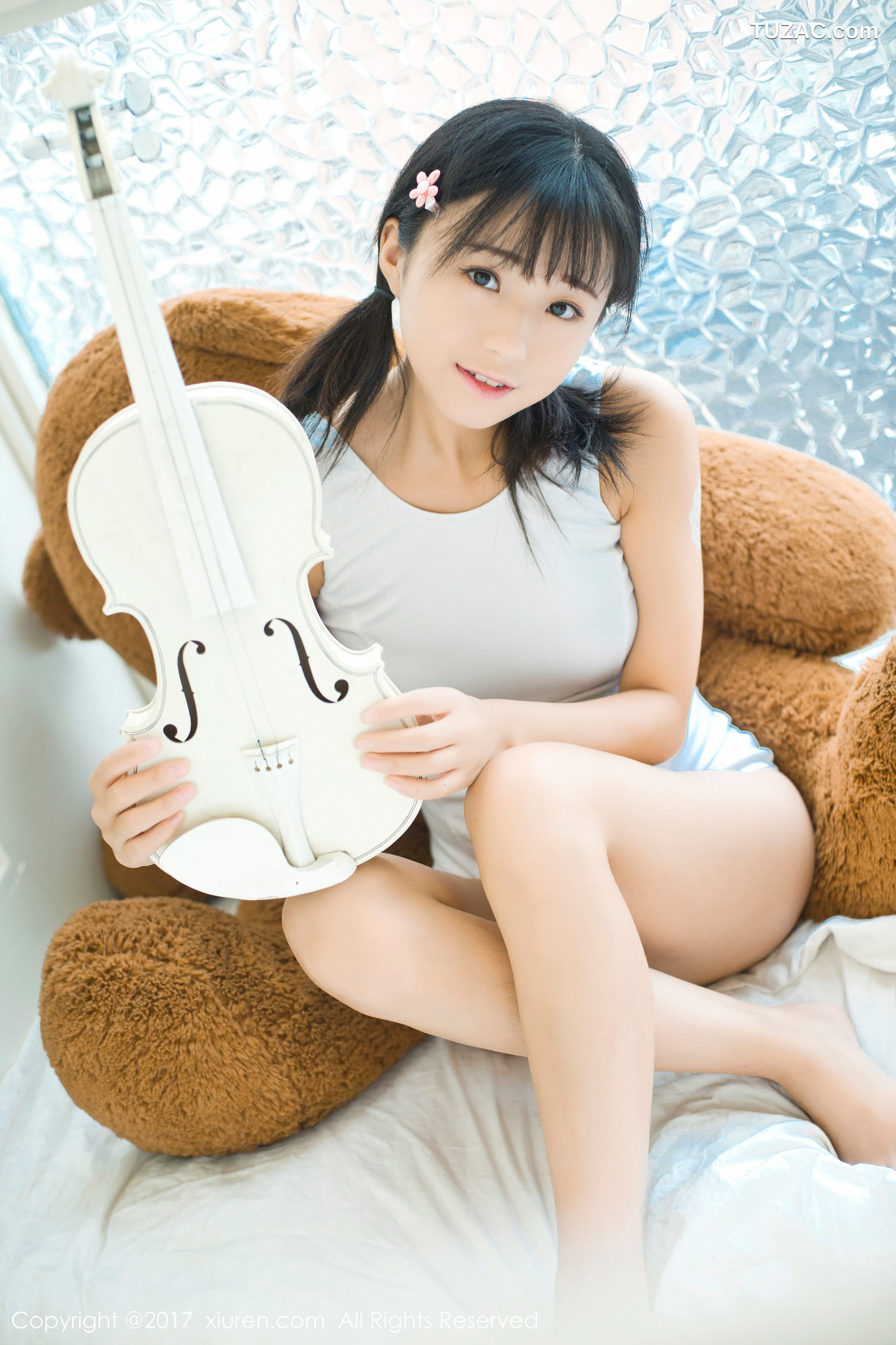 XiuRen秀人网-805-仓井优香-《白色蕾丝吊带系列-连体日系高中体操服》-2017.08.24