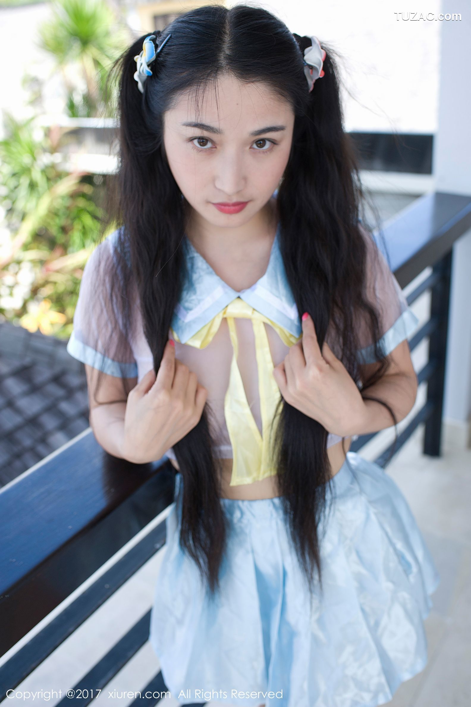 XiuRen秀人网-853-盼盼龙女Sunny-《牛奶浴学生装-透明学生装-黑色乳贴》-2017.11.23