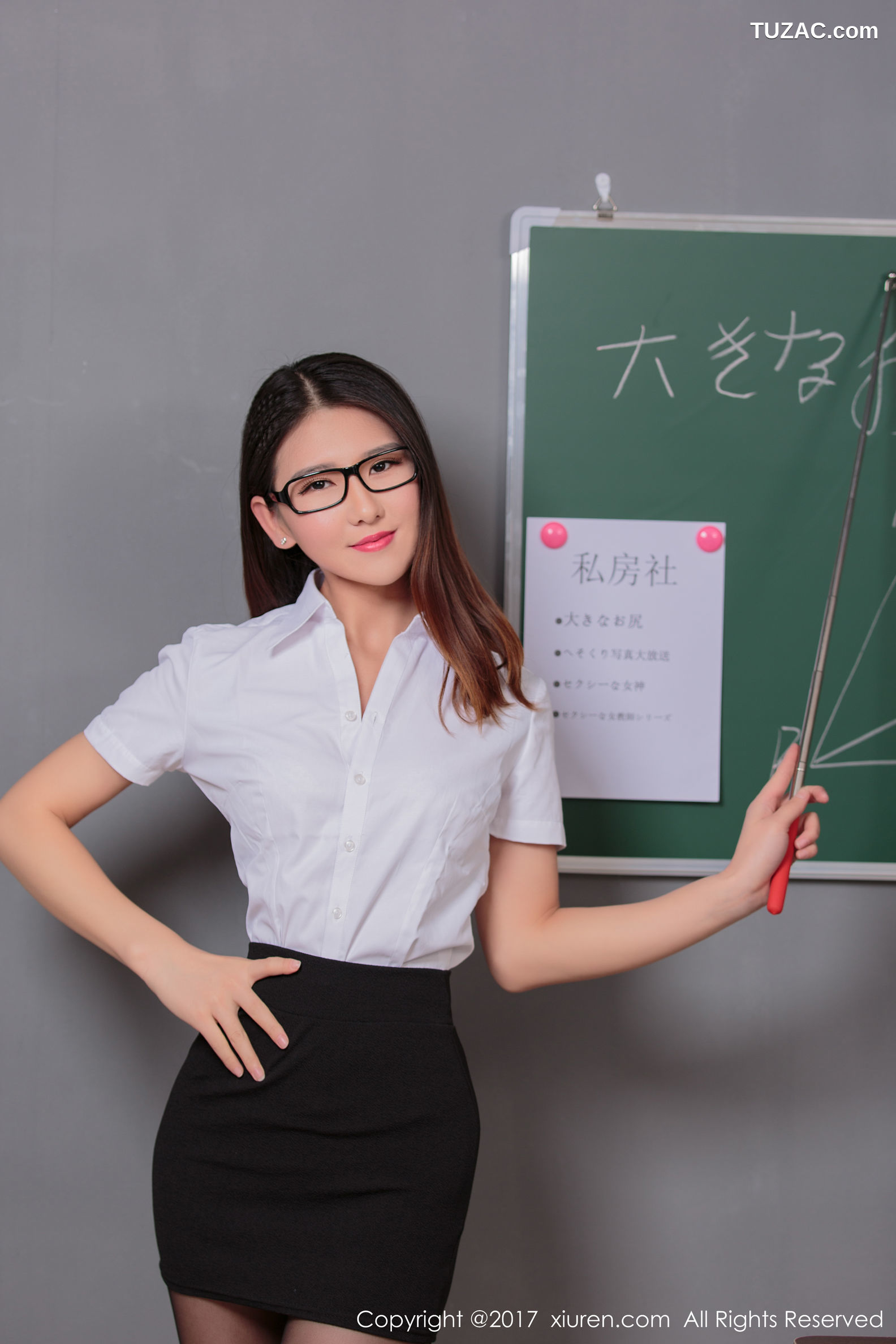 XiuRen秀人网-869-糖果儿-《制服黑丝教鞭诱惑力》-2017.12.13