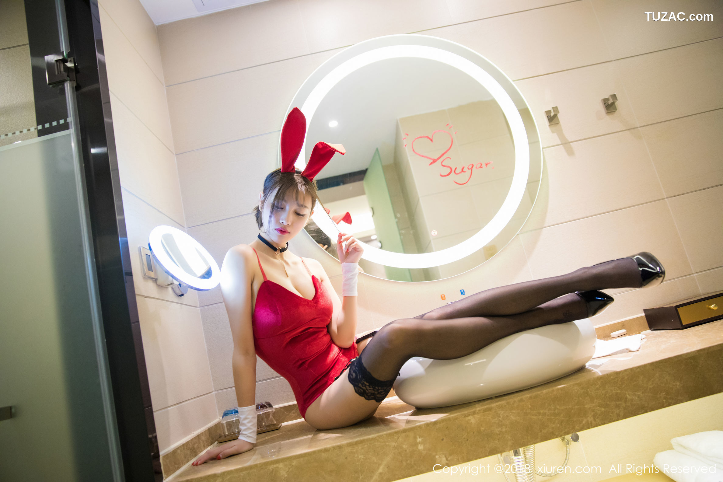 XiuRen秀人网-1033-杨晨晨-《黑丝兔女郎-浴室湿身系列》-2018.06.01