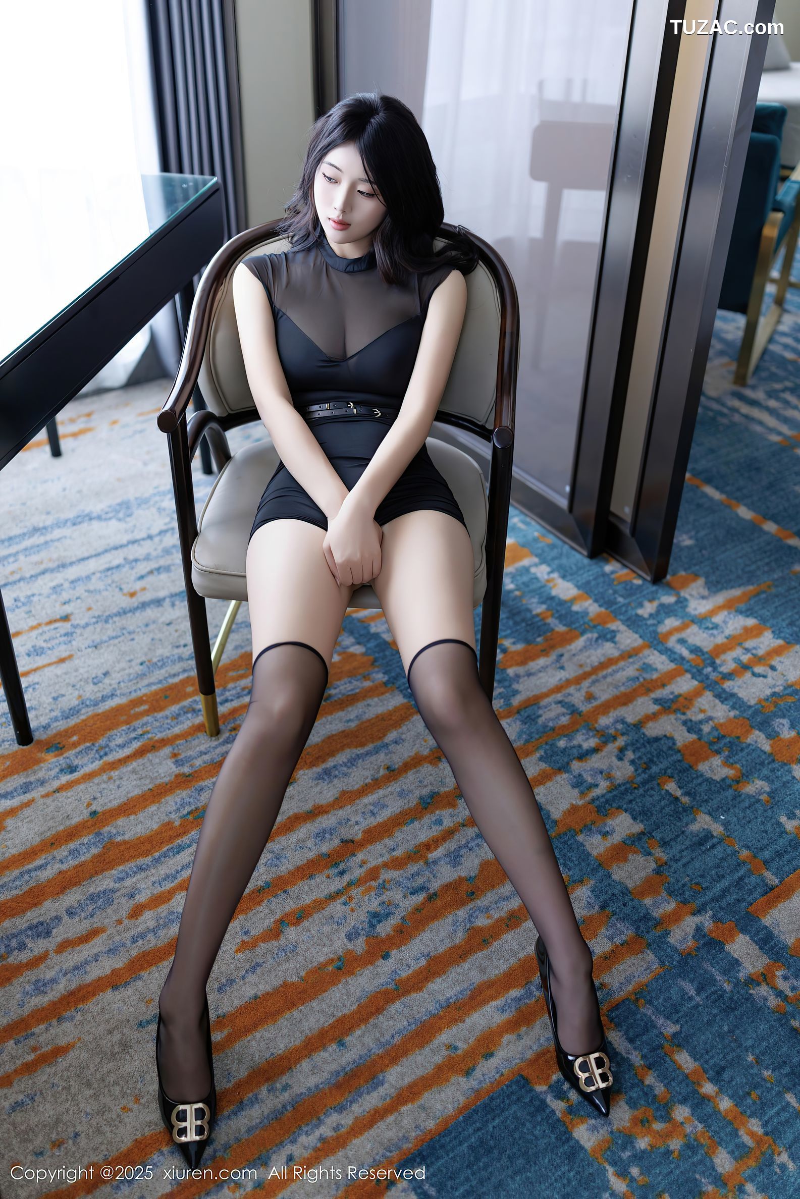 XiuRen秀人网-10004-南乔-黑色连衣短裙轻透黑纱睡衣-2025.03.12