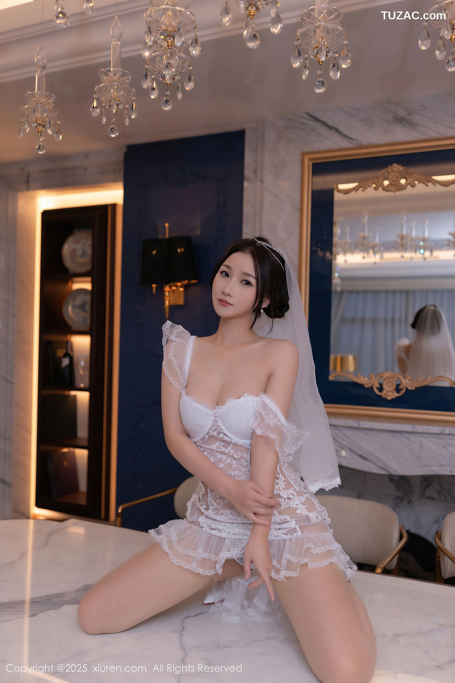 XiuRen秀人网-10006-杏子Yada-白色蕾丝轻透情趣婚纱爆乳-2025.03.12