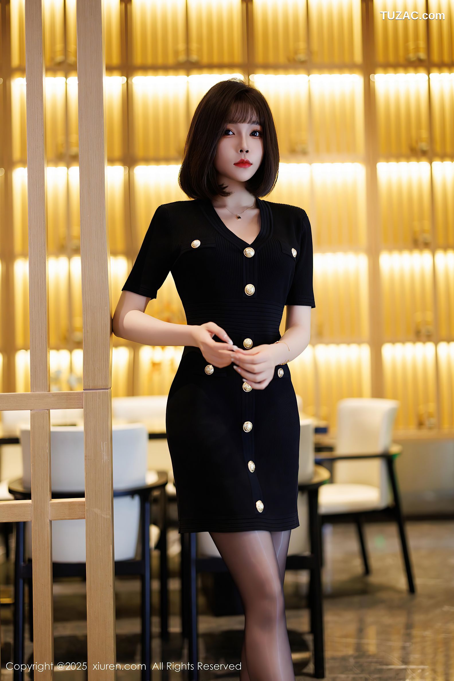 XiuRen秀人网-10013-徐莉芝Booty-OL黑色连衣短裙黑蕾丝内衣黑丝-2025.03.13