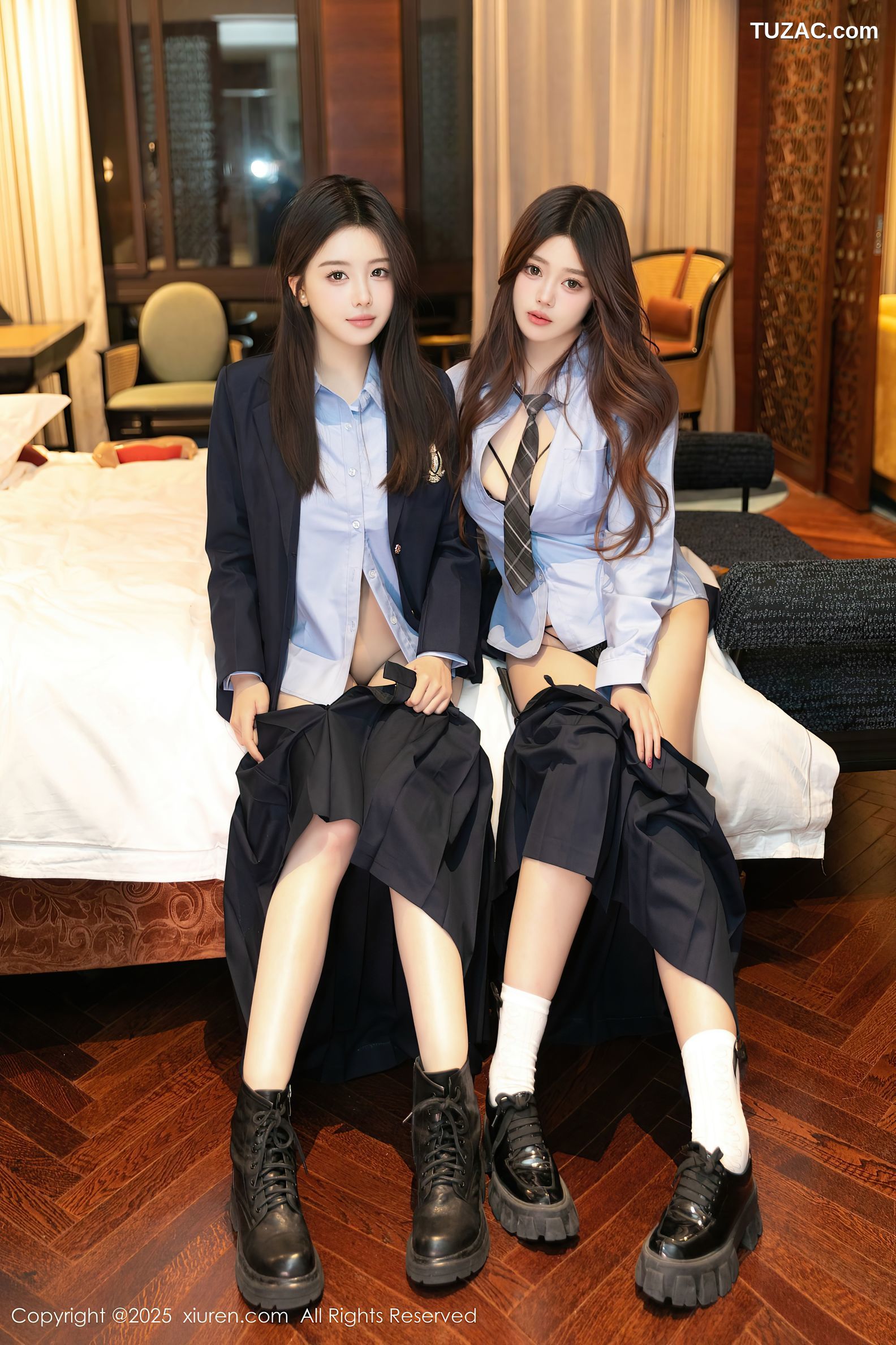 XiuRen秀人网-10034-蛋蛋宝-模特合集-OL黑色裙装姐妹花蓝衬衫浴缸爆乳-2025.03.18