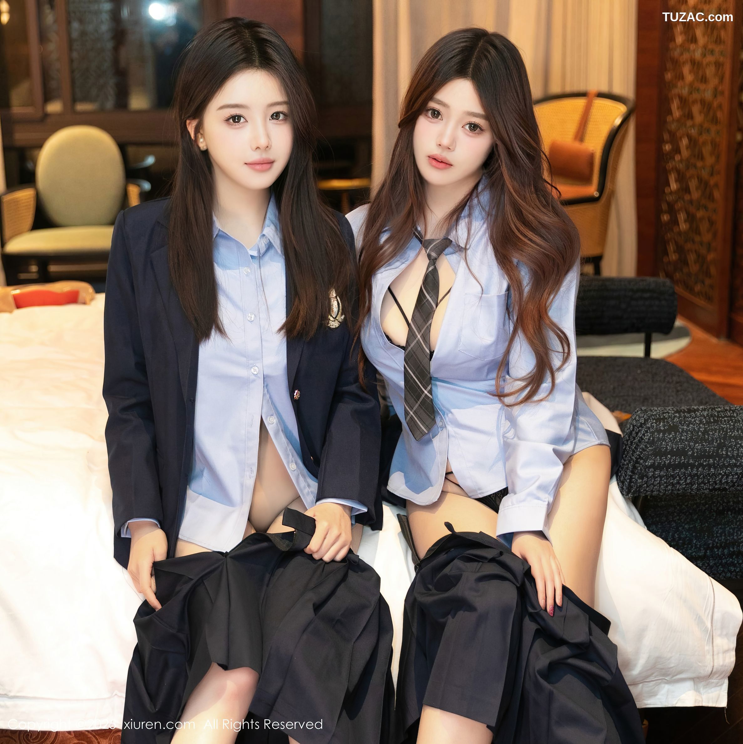 XiuRen秀人网-10034-蛋蛋宝-模特合集-OL黑色裙装姐妹花蓝衬衫浴缸爆乳-2025.03.18