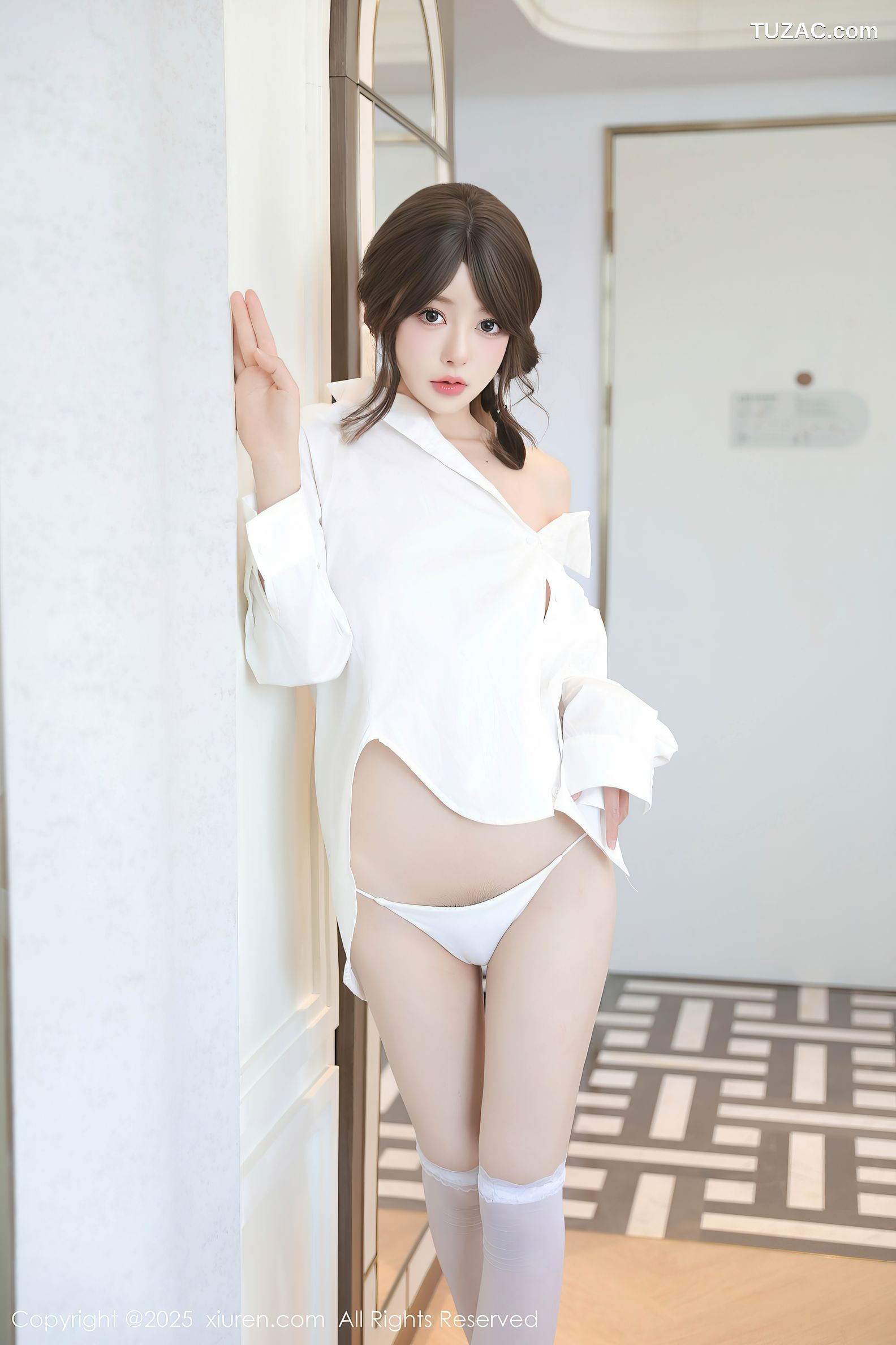 XiuRen秀人网-10036-桃妖夭-萝莉白衬衫白色内衣白丝爆乳-2025.03.18