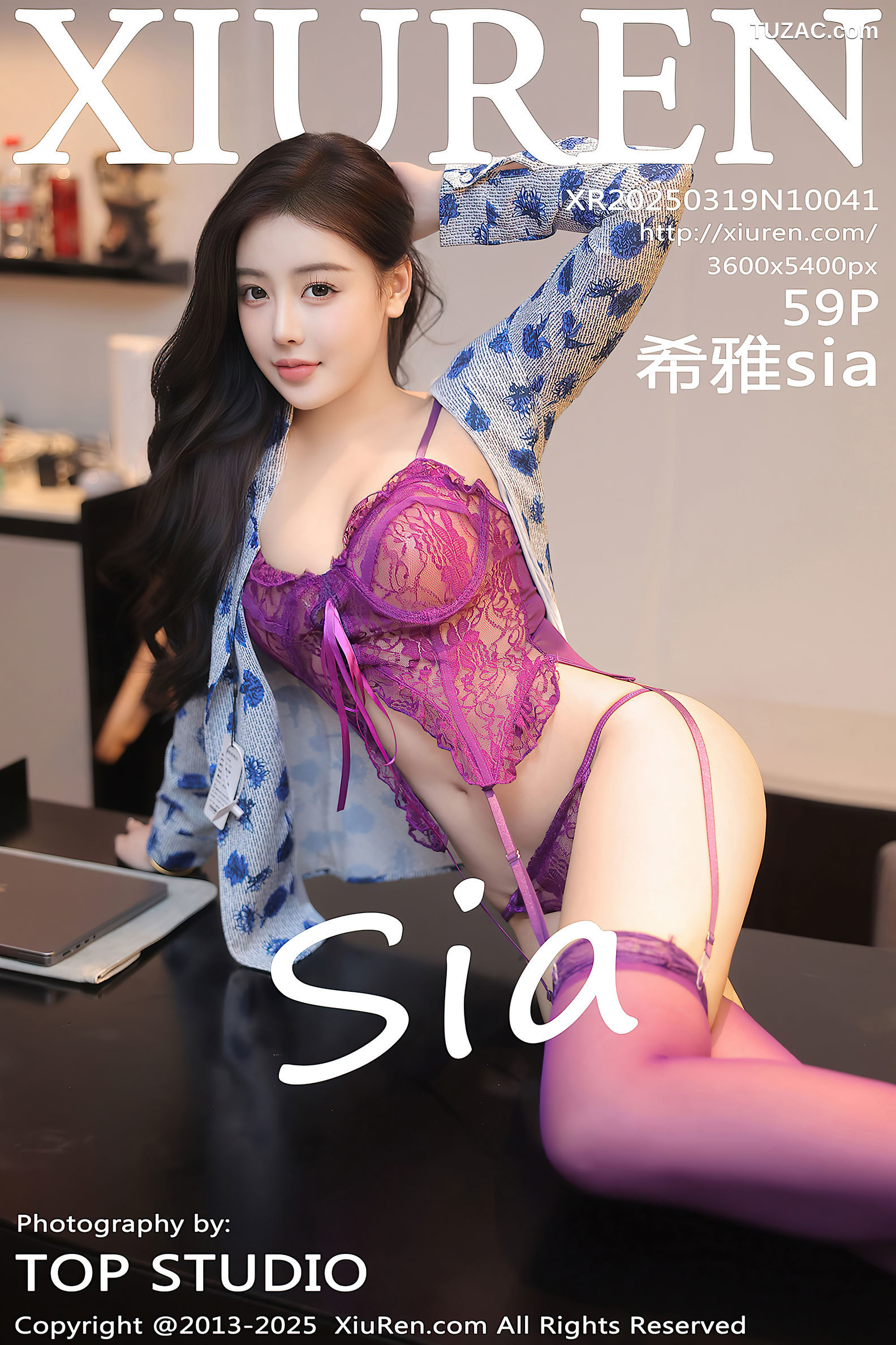 XiuRen秀人网-10041-希雅sia-空姐裙装紫色蕾丝内衣爆乳-2025.03.19