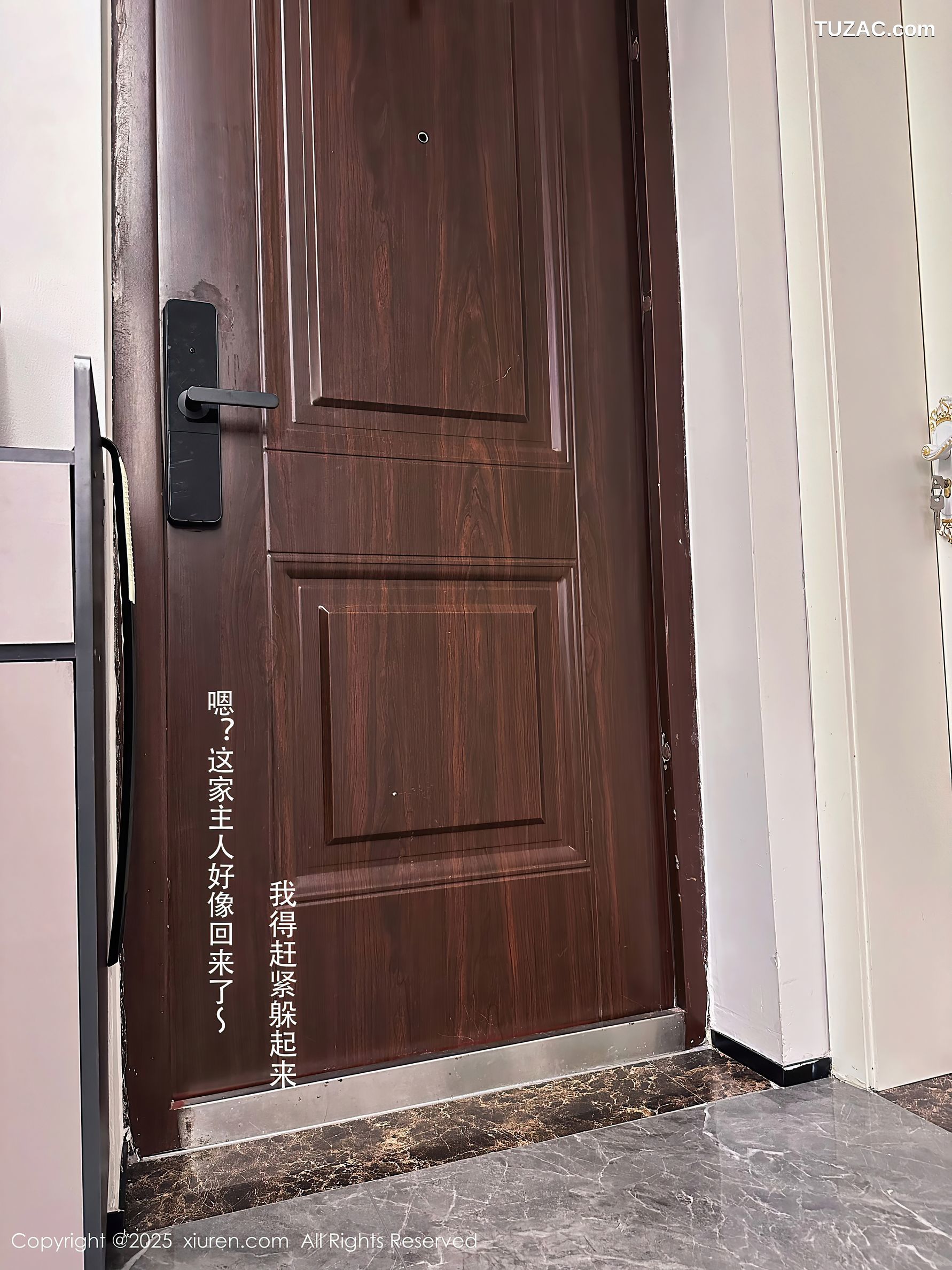 XiuRen秀人网-10042-杏子Yada-入室劫色剧情健身瑜伽裤深蓝蕾丝内衣-2025.03.19