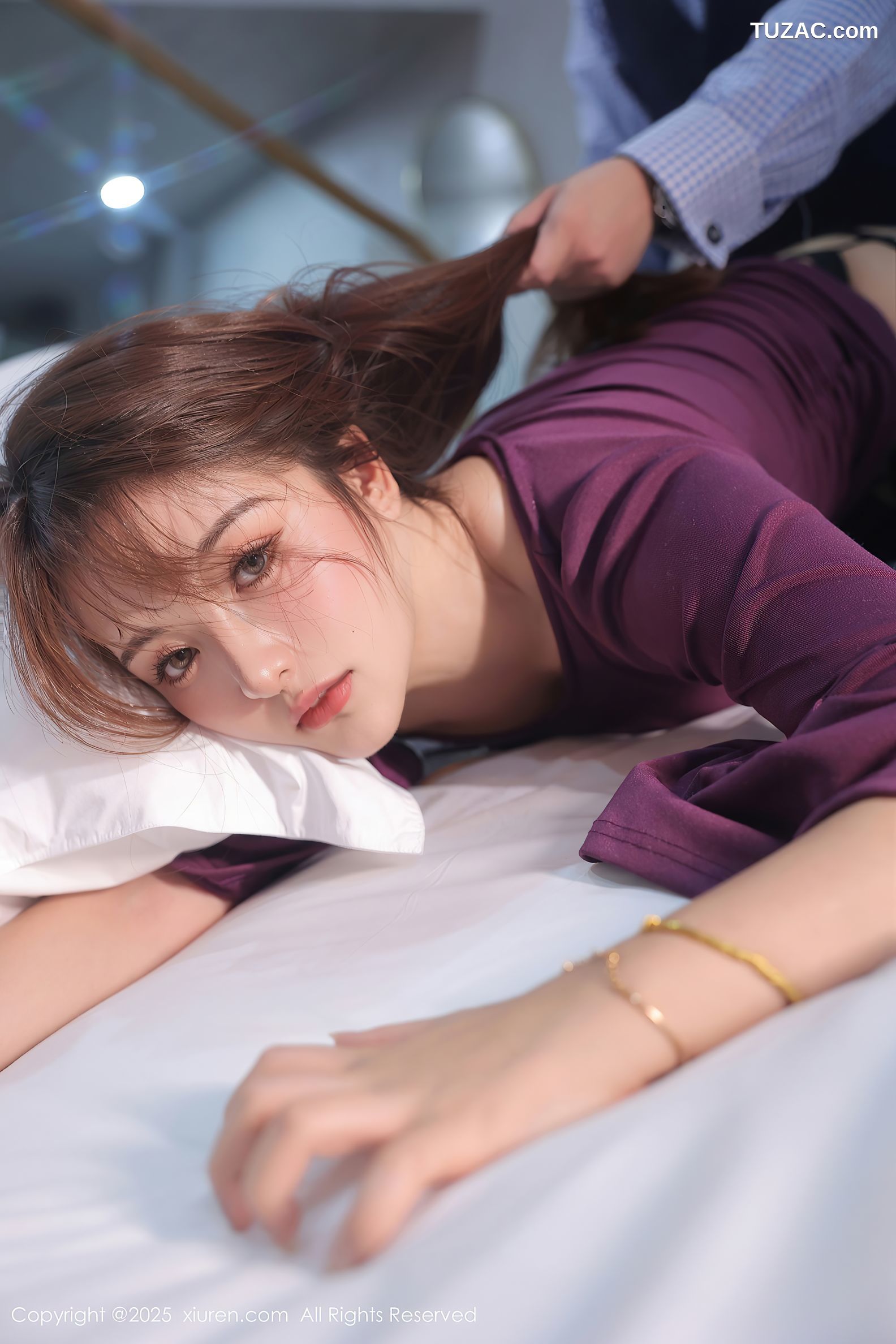 XiuRen秀人网-10044-张庭蓉-美乳萝莉紫色连衣短裙黑丝-2025.03.20