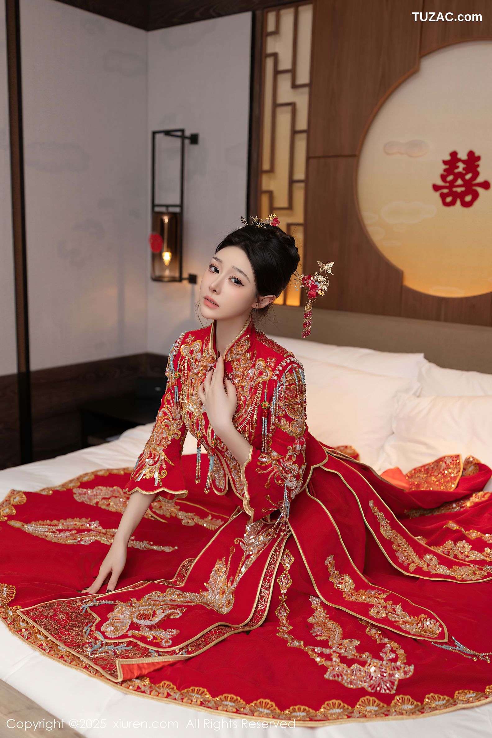 XiuRen秀人网-10055-小逗逗-新娘红装红色内衣-2025.03.21