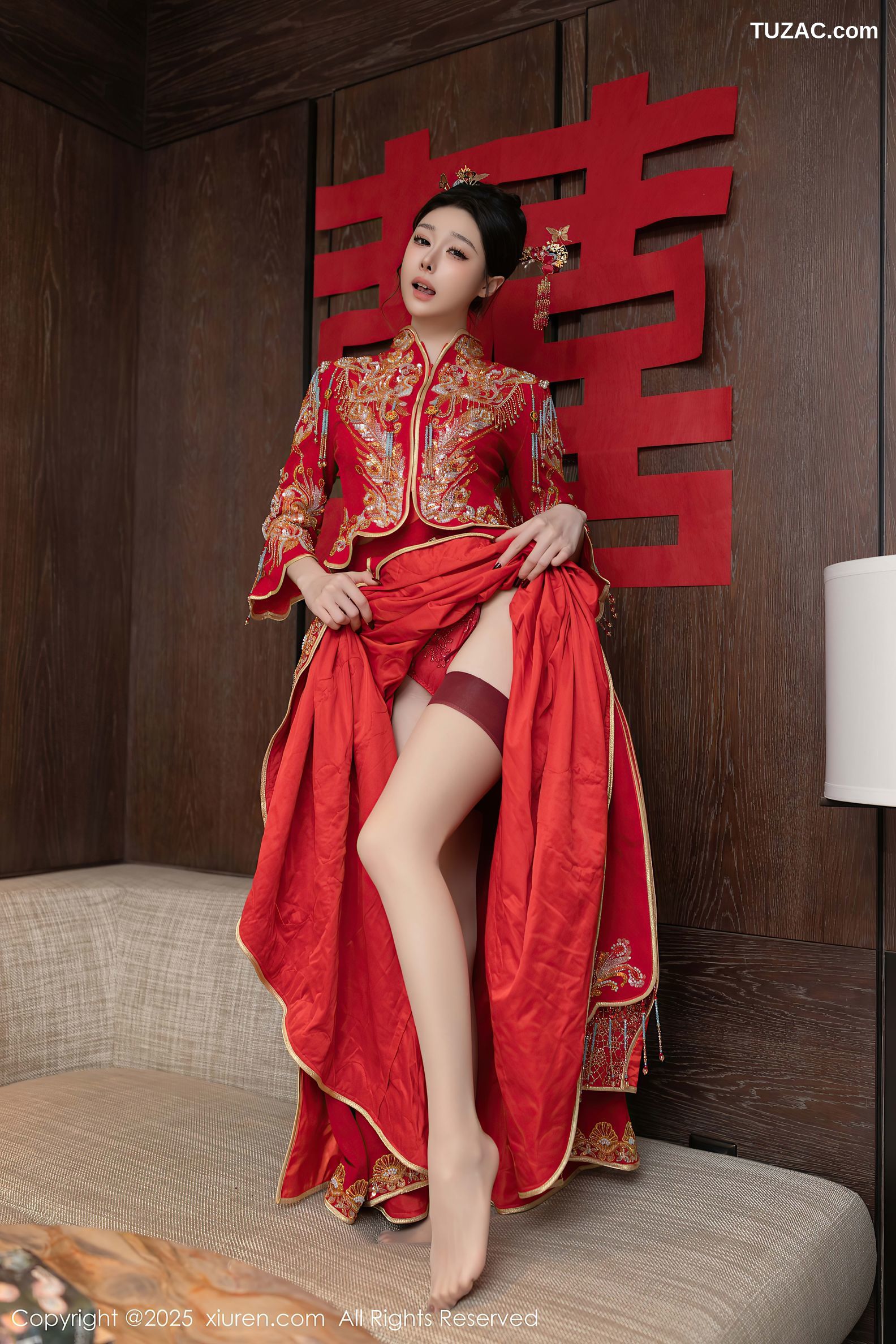 XiuRen秀人网-10055-小逗逗-新娘红装红色内衣-2025.03.21