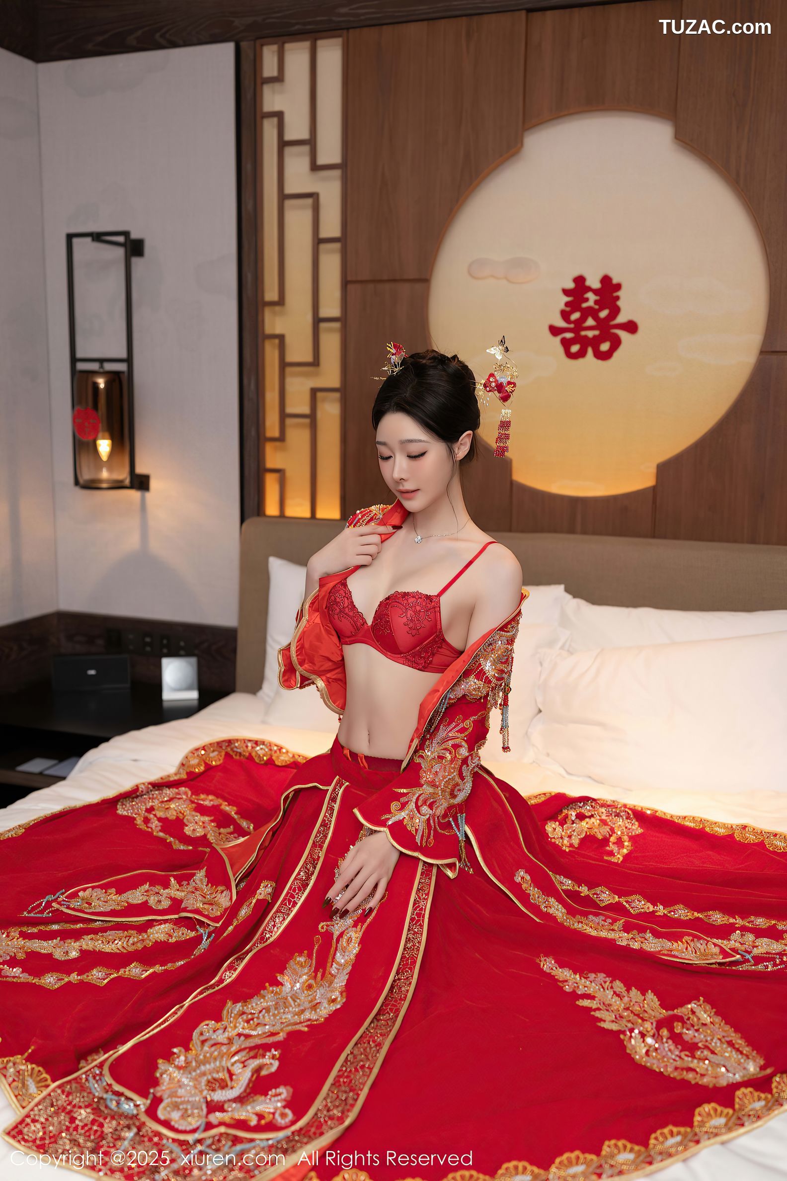 XiuRen秀人网-10055-小逗逗-新娘红装红色内衣-2025.03.21