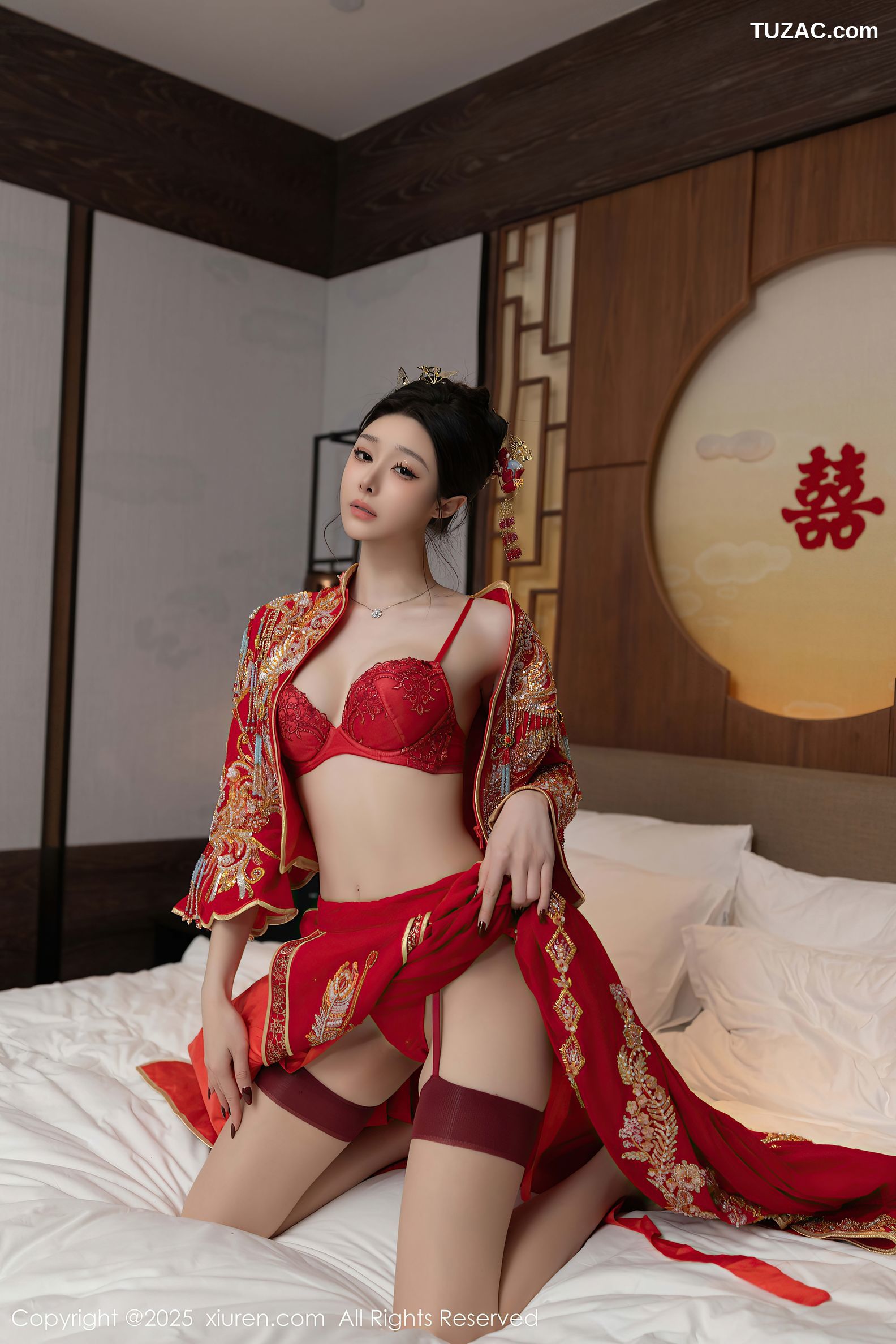 XiuRen秀人网-10055-小逗逗-新娘红装红色内衣-2025.03.21