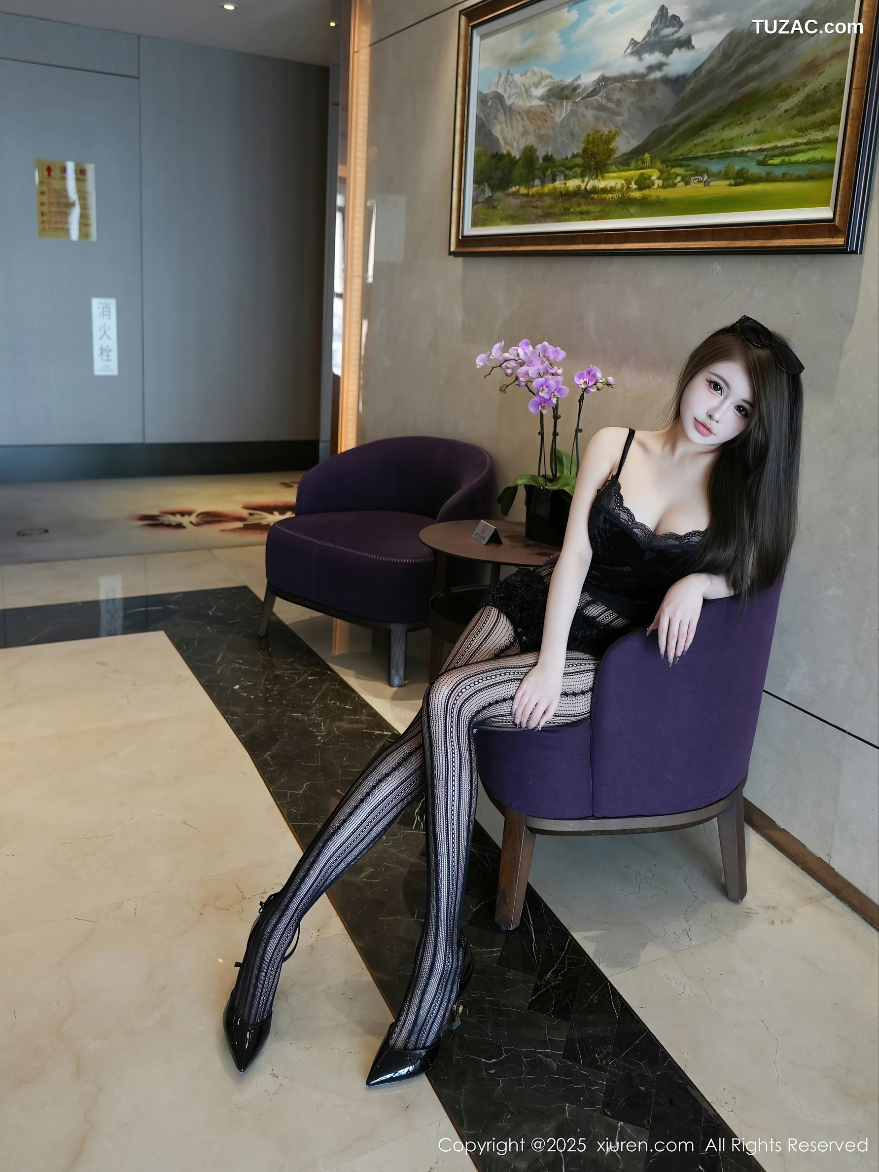 XiuRen秀人网-10056-甜妮-黑蕾丝吊带黑丝-2025.03.24