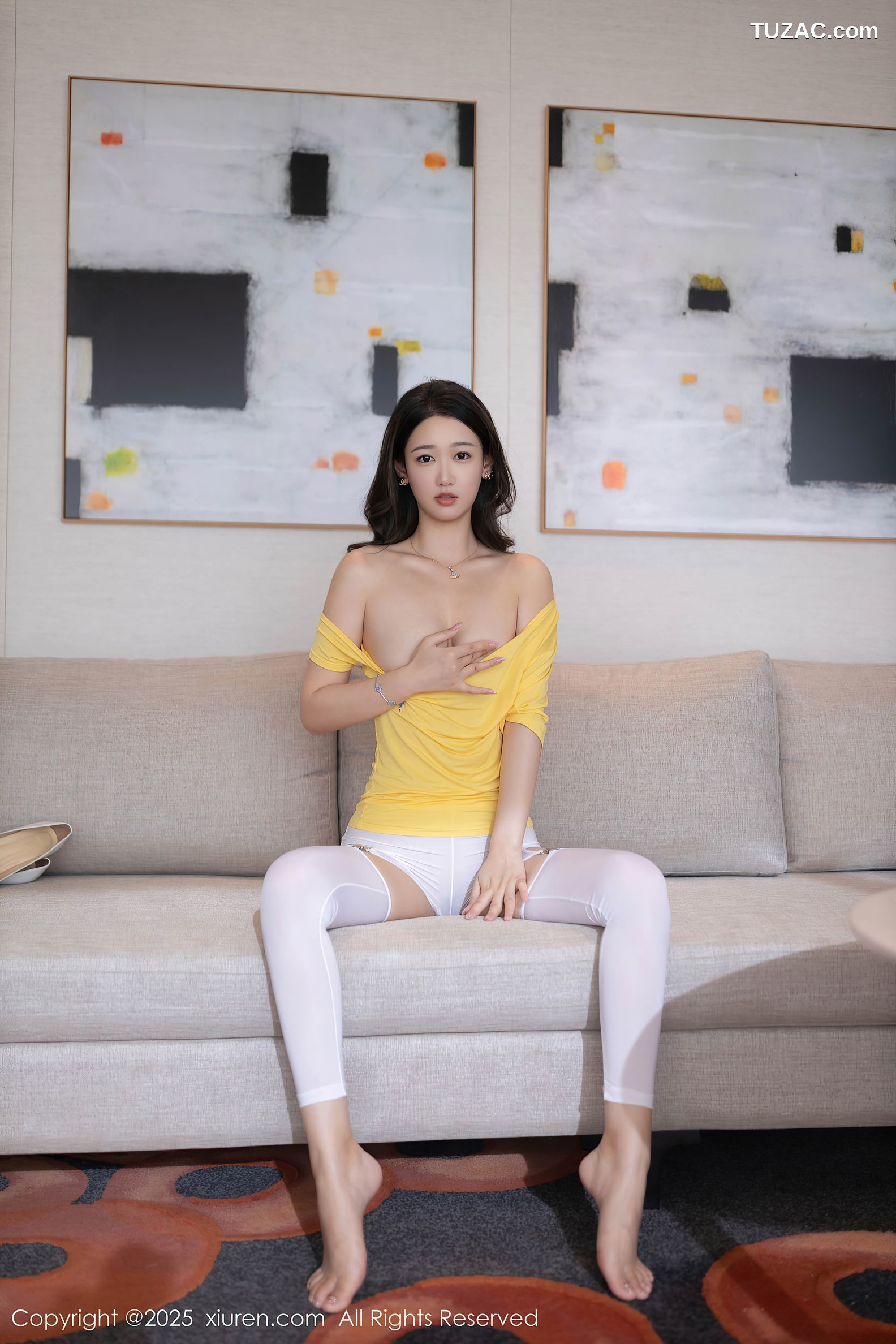 XiuRen秀人网-10062-唐安琪-黄T白色健身裤-2025.03.24