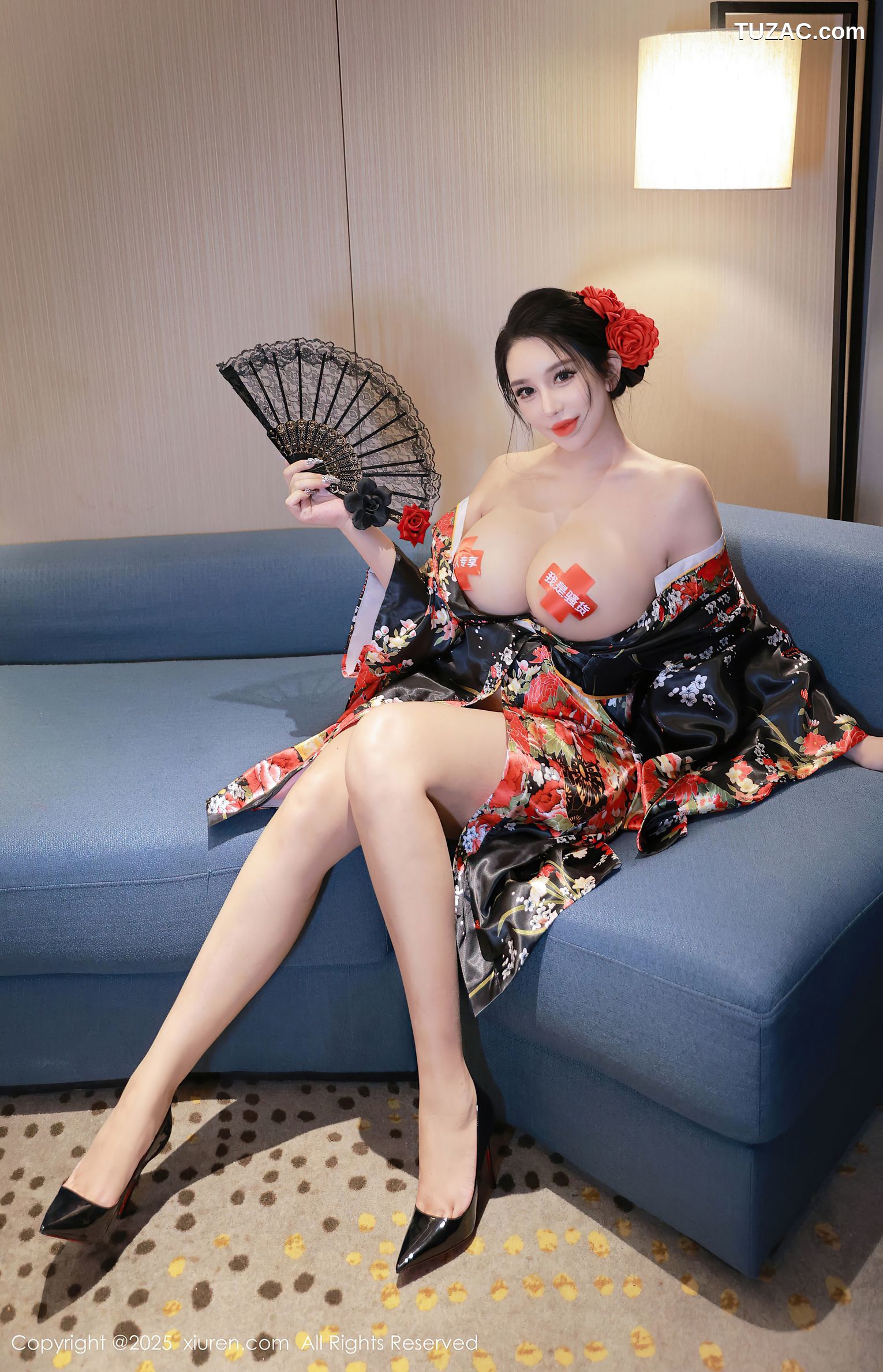 XiuRen秀人网-10065-乔安娜-发情爆乳熟女OL黑裙装和服红裙粉裙-2025.03.25