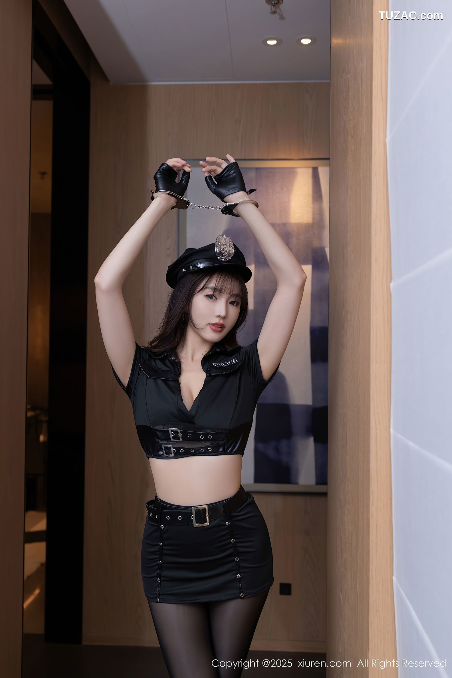 XiuRen秀人网-10081-陆萱萱-情趣女警黑衬衫黑短裙黑丝捆绑-2025.03.27