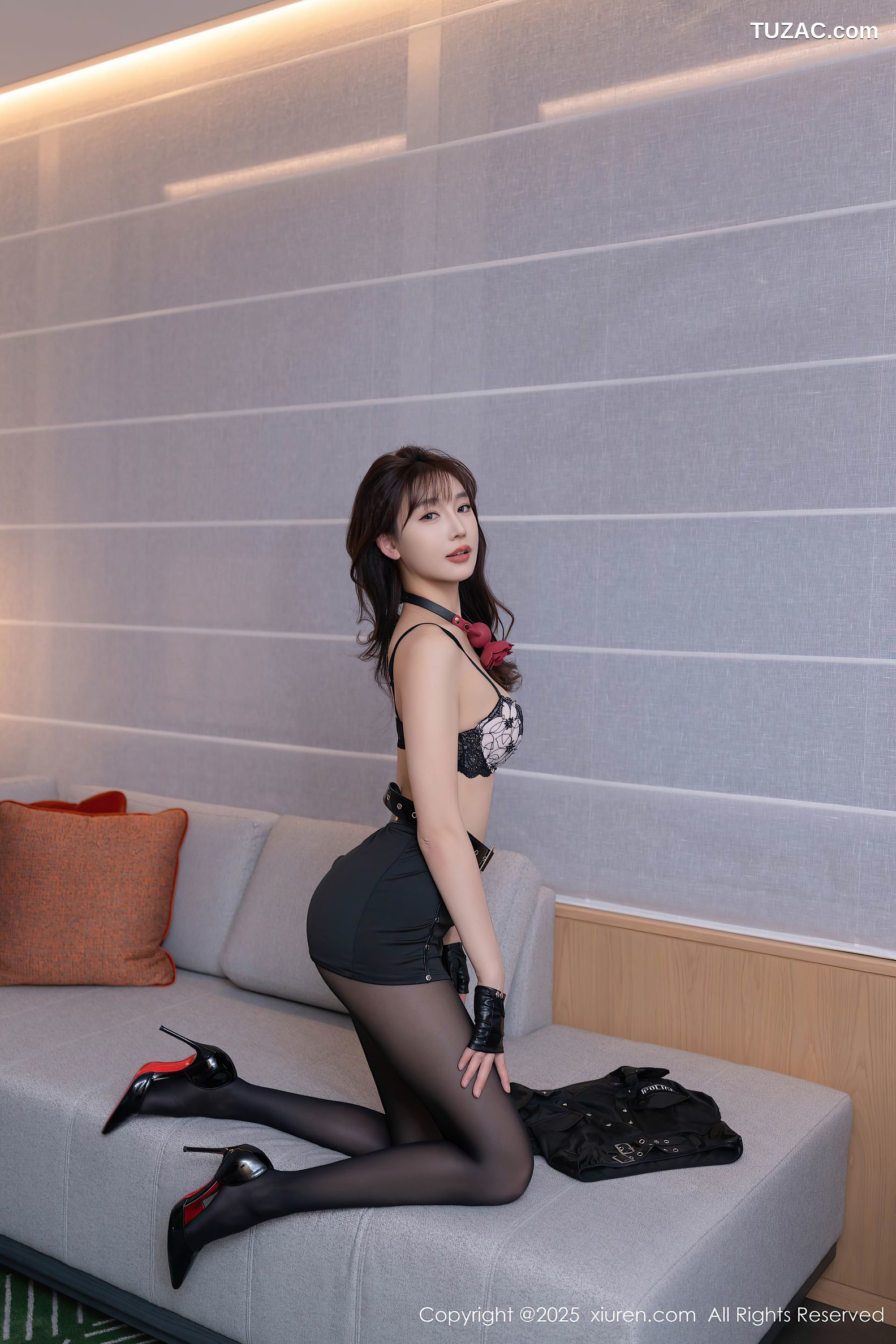 XiuRen秀人网-10081-陆萱萱-情趣女警黑衬衫黑短裙黑丝捆绑-2025.03.27