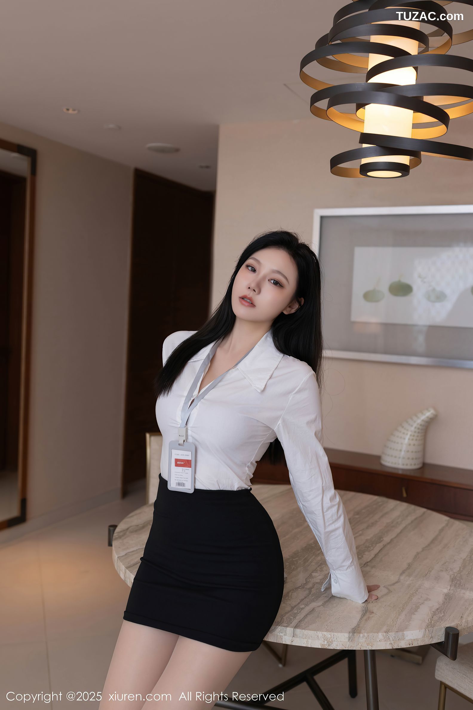 XiuRen秀人网-10100-安然anran-OL白衬衫黑短裙紫色内衣肉丝-2025.04.01