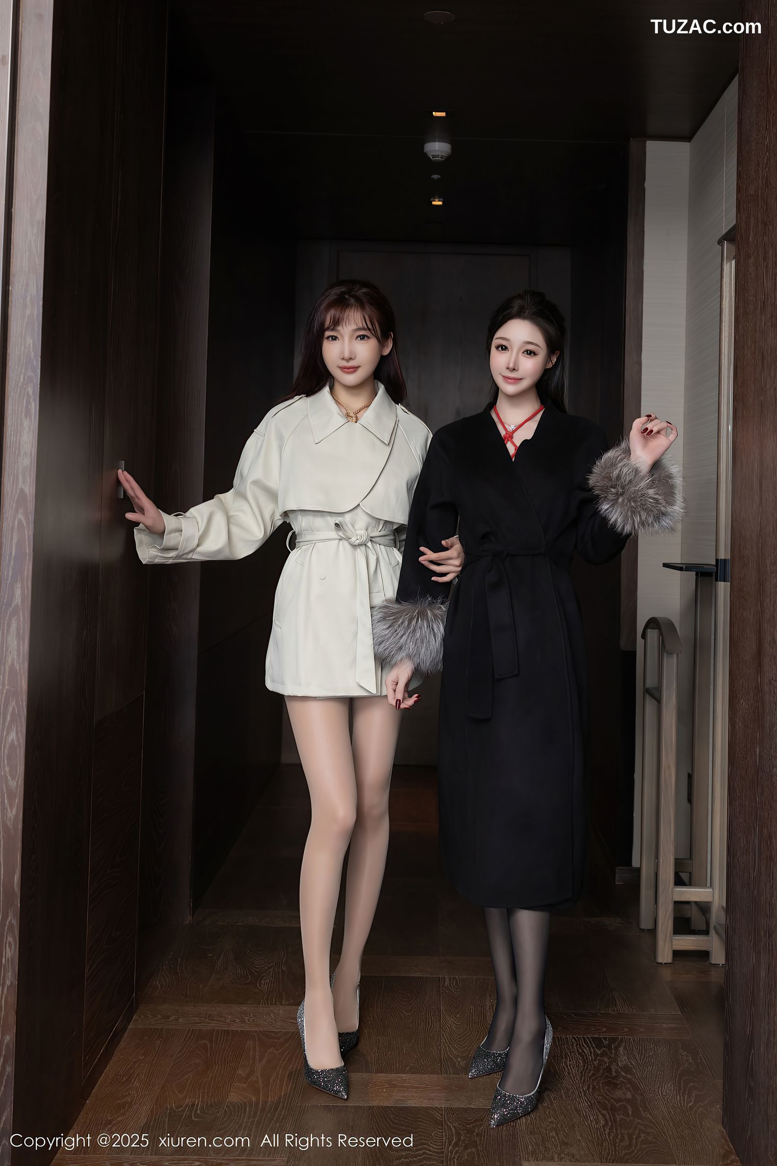 XiuRen秀人网-10107-陆萱萱-和小逗逗-模特合集姐妹花黑大衣米色大衣红绳绑缚爆乳黑丝-2025.04.02