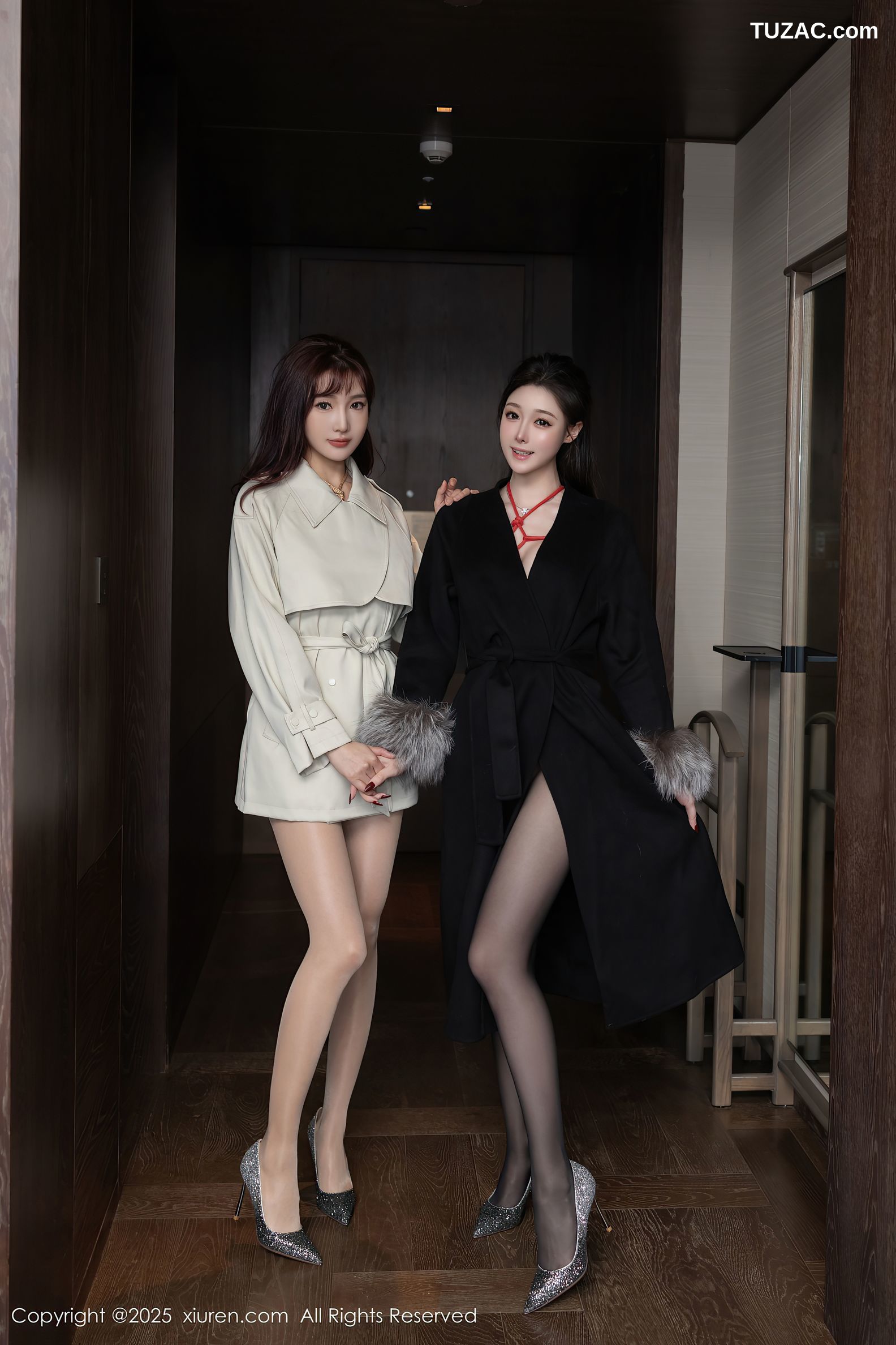 XiuRen秀人网-10107-陆萱萱-和小逗逗-模特合集姐妹花黑大衣米色大衣红绳绑缚爆乳黑丝-2025.04.02
