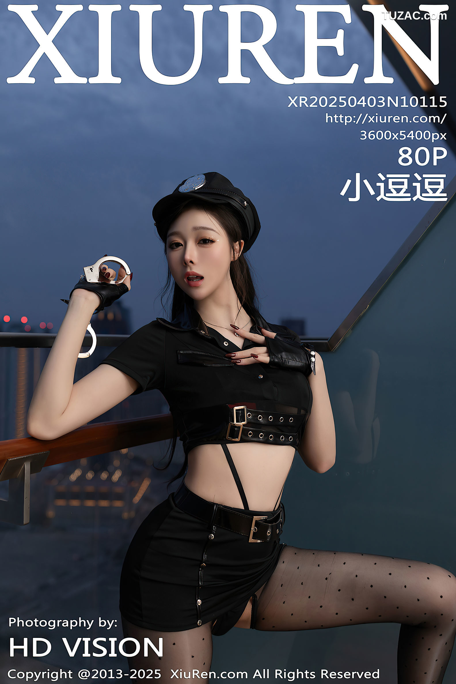 XiuRen秀人网-10115-小逗逗-黑色情趣女警衬衫短裙黑丝爆乳-2025.04.03