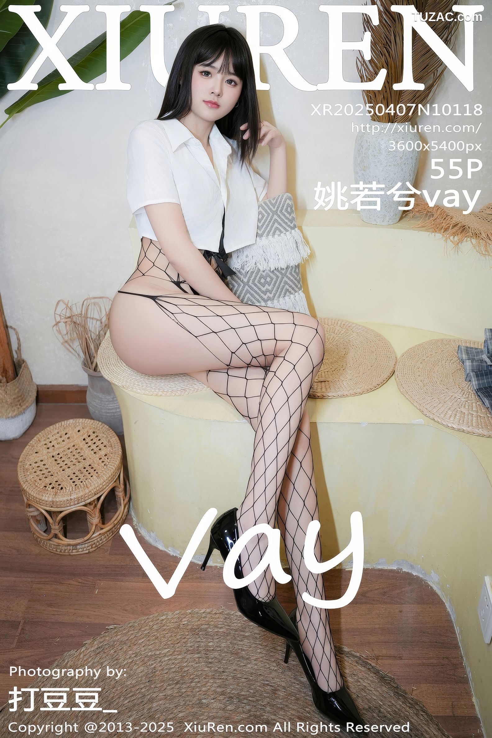 XiuRen秀人网-10118-姚若兮vay-白衬衫格子裙黑色渔网袜爆乳-2025.04.07